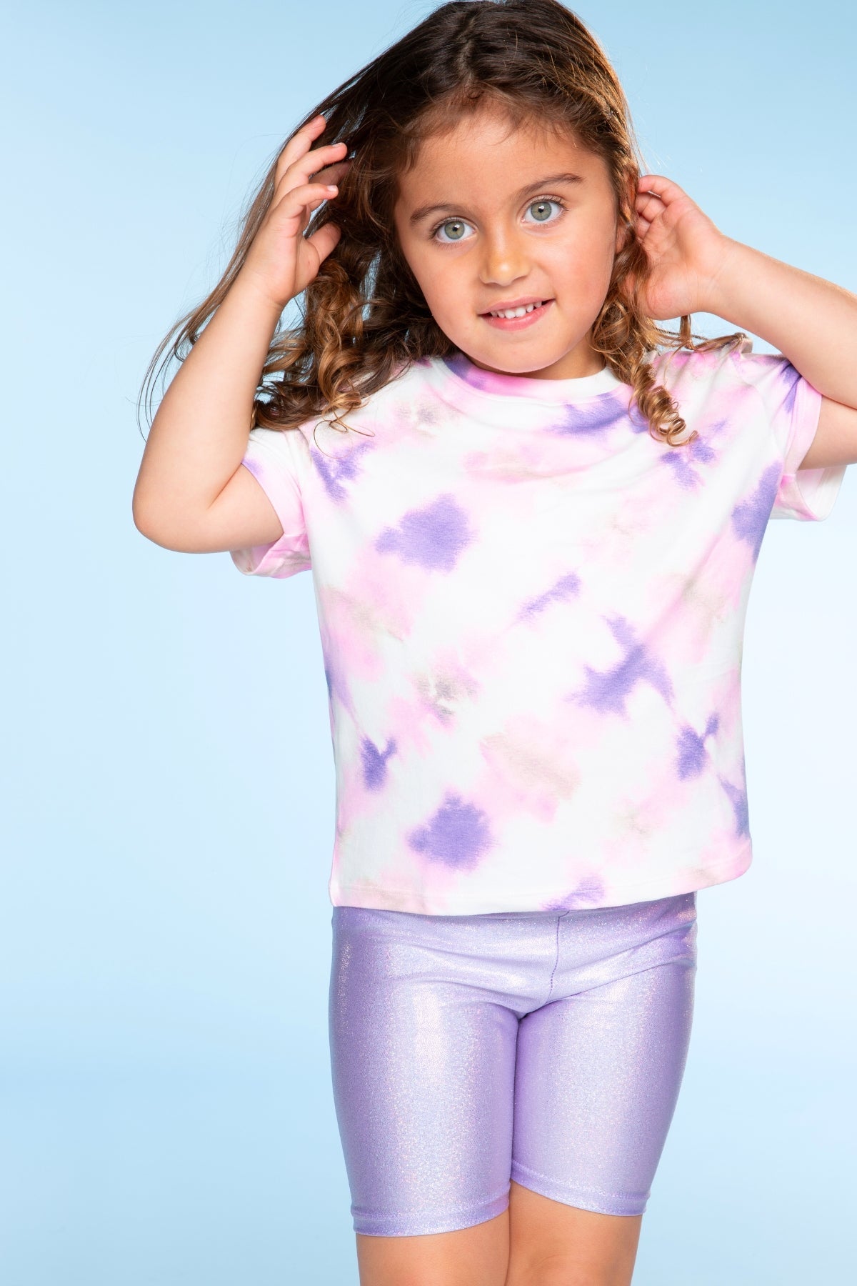 High Shine Biker Short - Silver Rainbow Gummy Bear