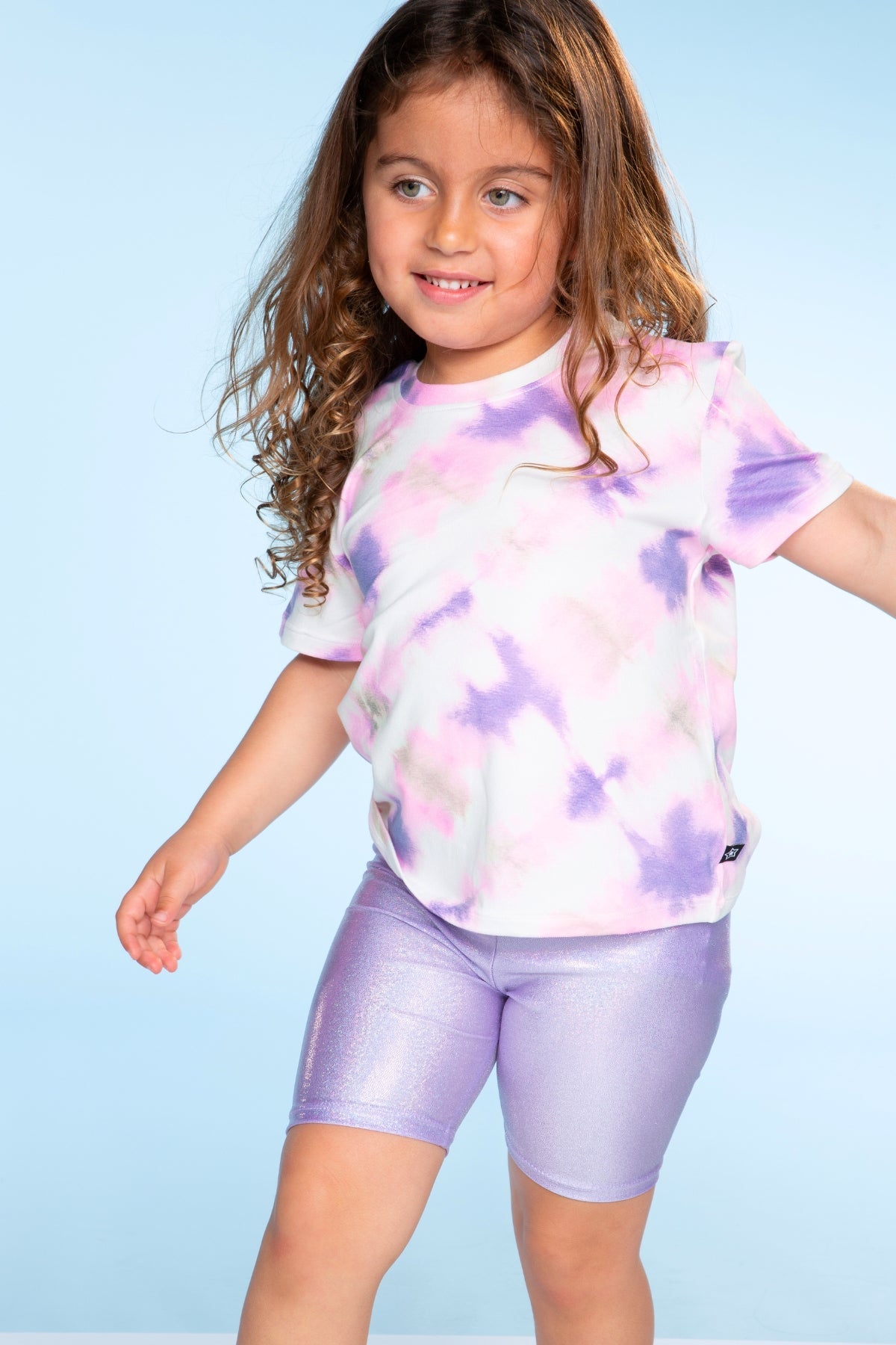 High Shine Biker Short - Silver Rainbow Gummy Bear
