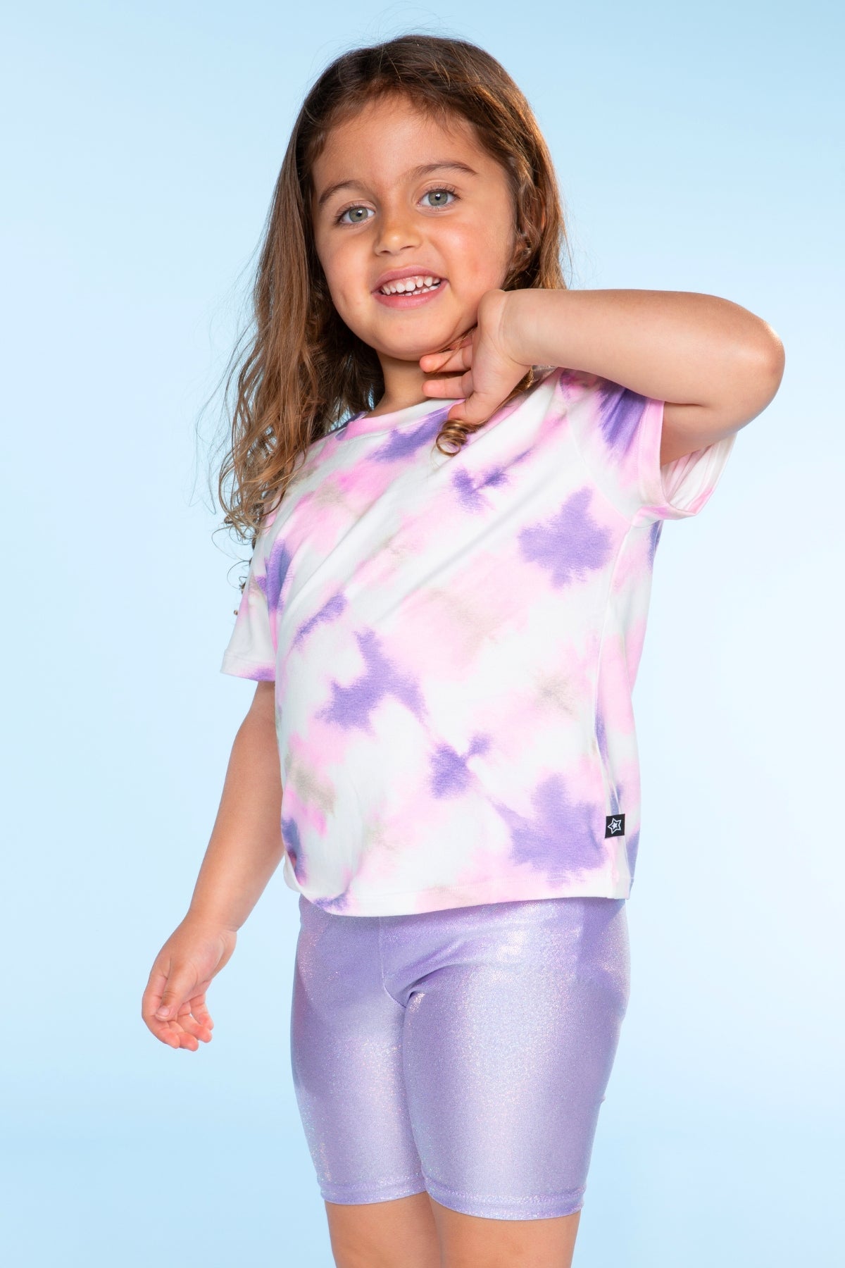 High Shine Biker Short - Silver Rainbow Gummy Bear