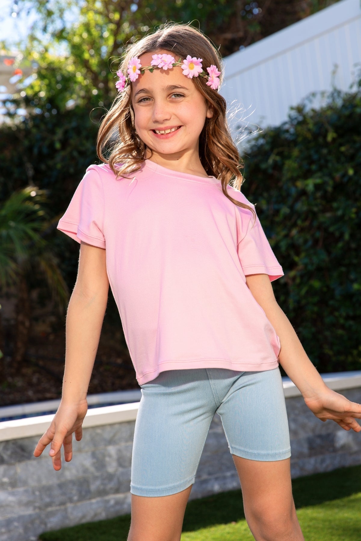 Super Stretch Soft Denim Biker Short - Light Blue Denim - SPRING!