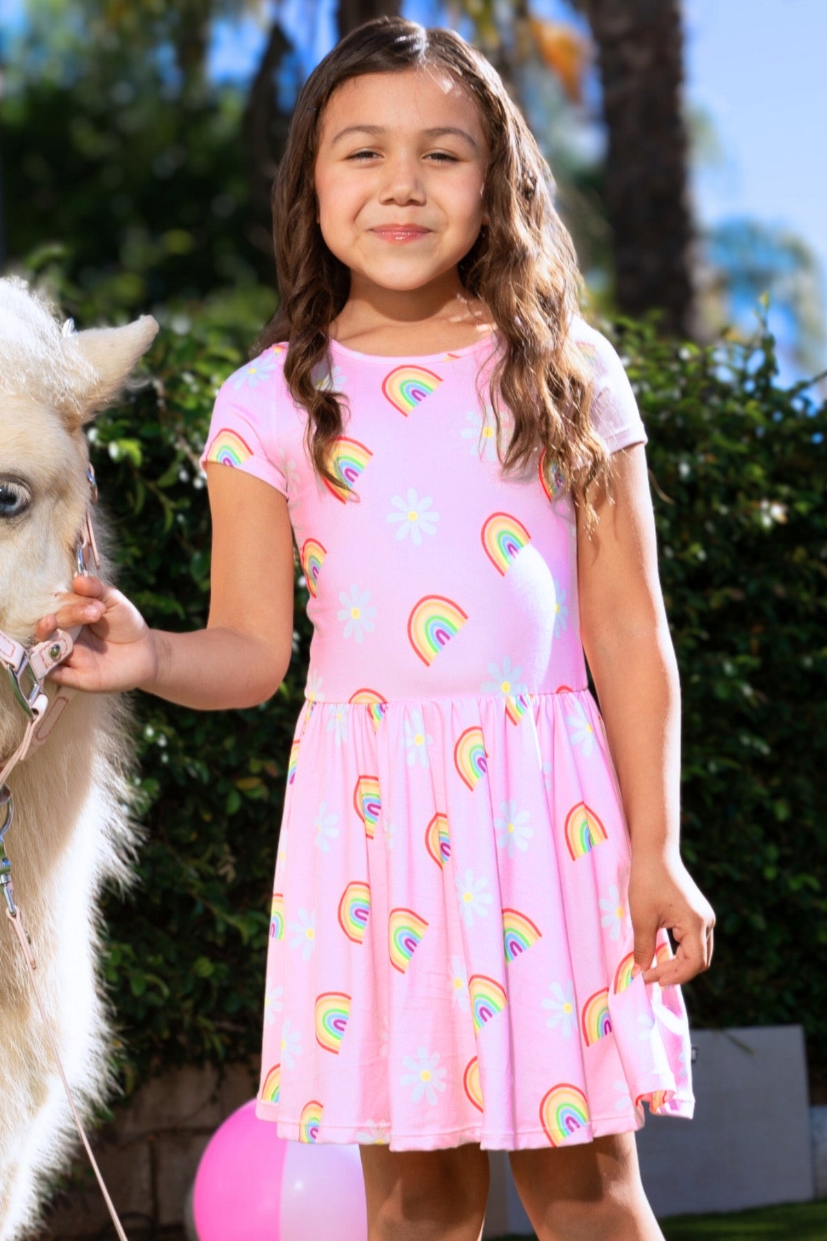 2-Pack Simply Soft Short Sleeve Dress - Rainbow Pastel Tie Dye | Lt Pink Rainbow Leopard Heart