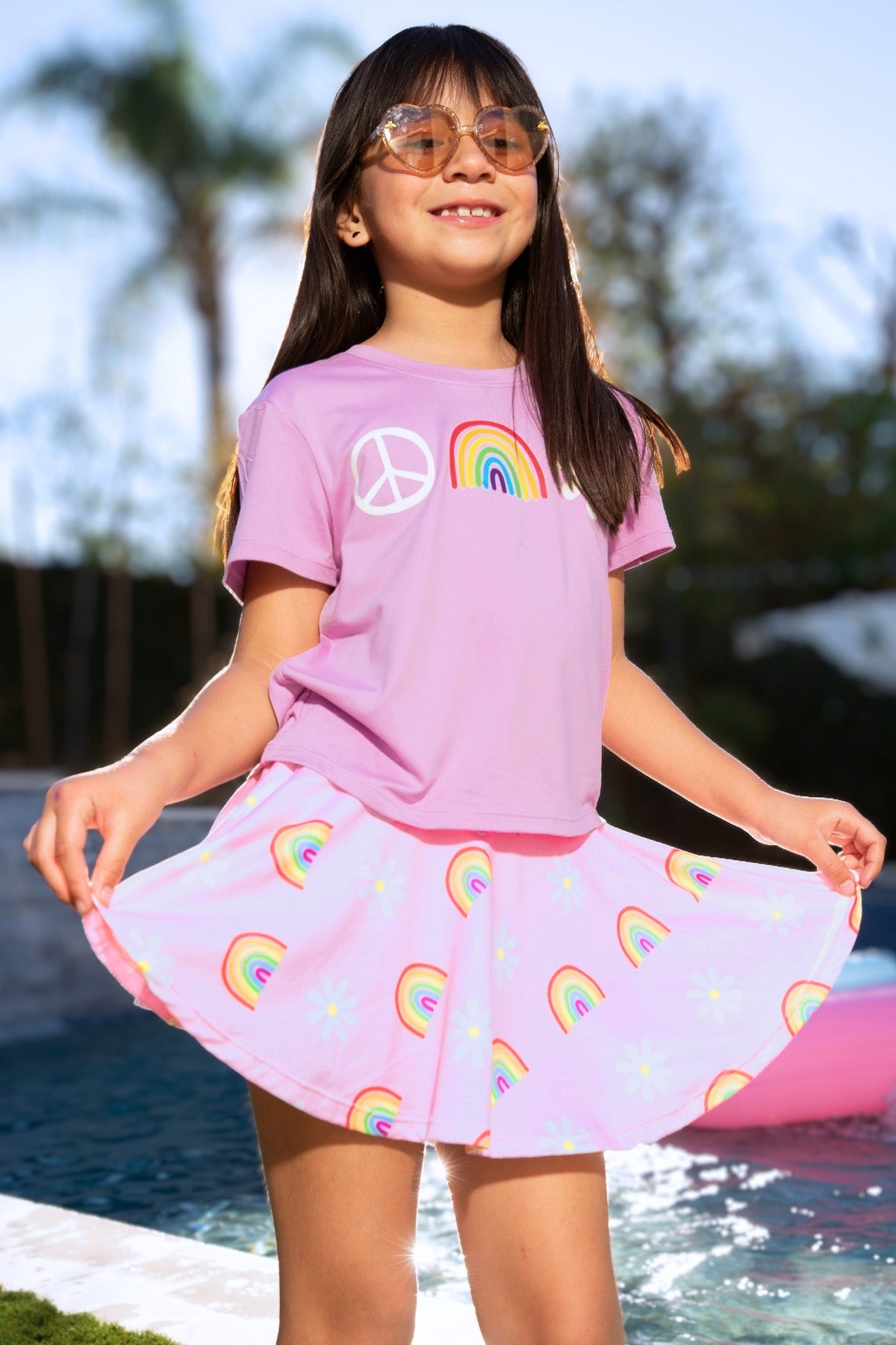 Simply Soft Skort - Pink Daisy Rainbow