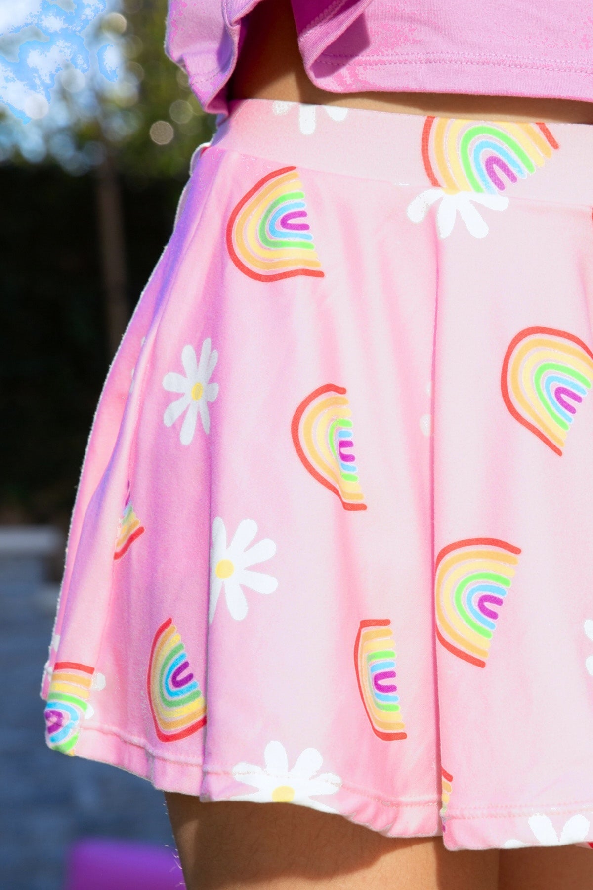 Simply Soft Skort - Pink Daisy Rainbow