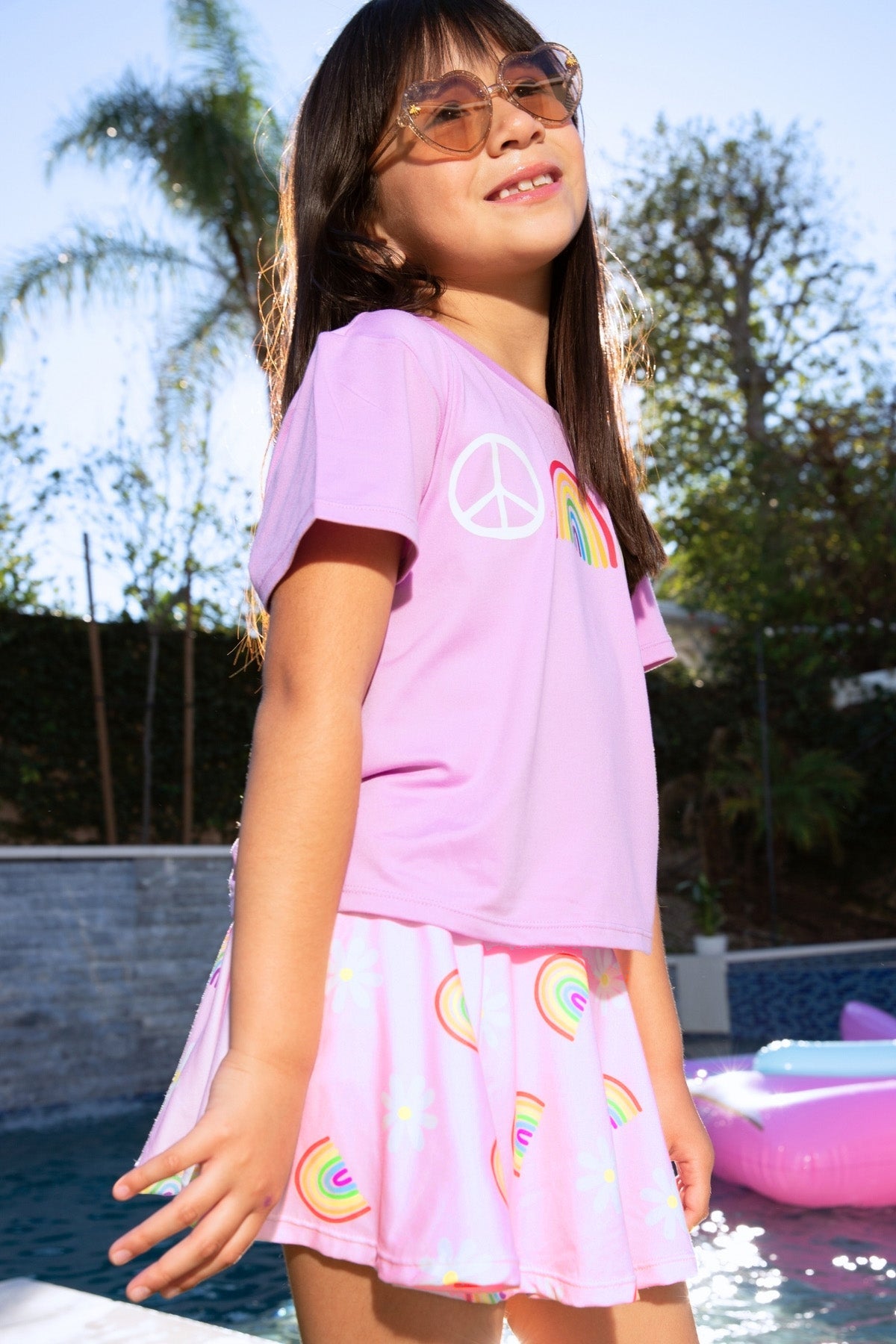 Simply Soft Skort - Pink Daisy Rainbow