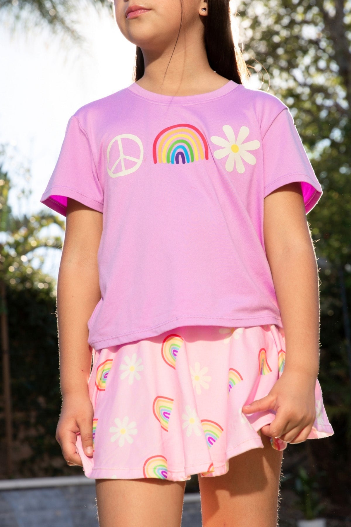 Simply Soft Skort - Pink Daisy Rainbow