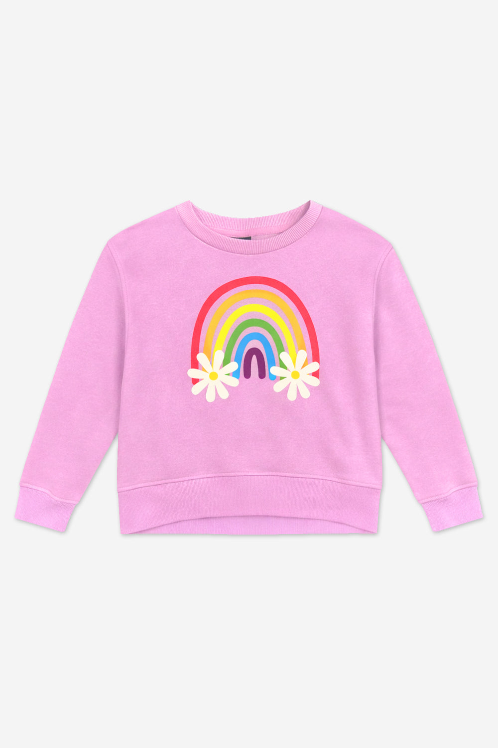 Cloud Soft French Terry Everyday Sweatshirt - Pink Daisy Rainbow