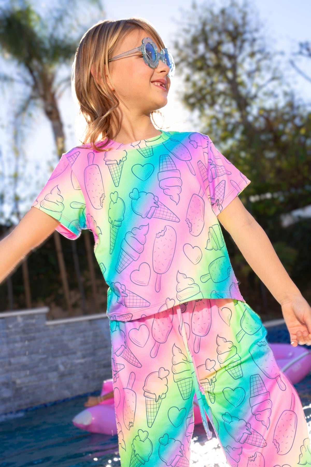 2-Pack Simply Soft Easy Tee & Karate Pant - Lilac Rainbow Gummy Bear | Pink Gingham Leopard