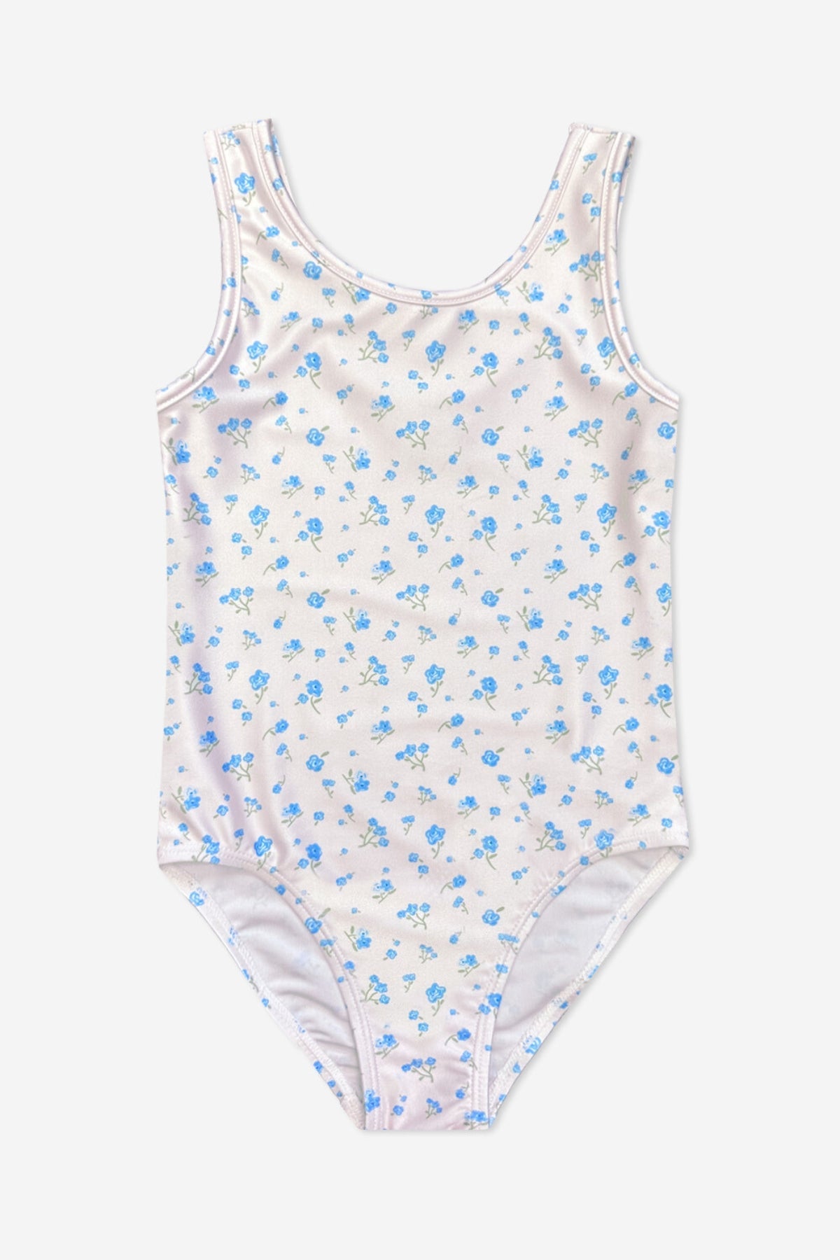 One Piece Cross Back Swimsuit - Ivory Blue Ditsy Floral