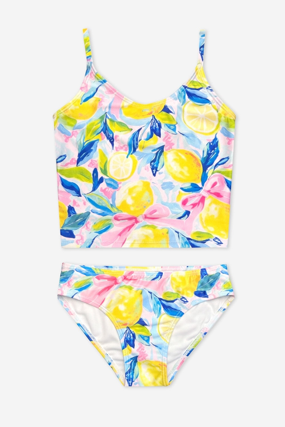Tankini Two Piece Swimsuit - Glitter Pink Daisy