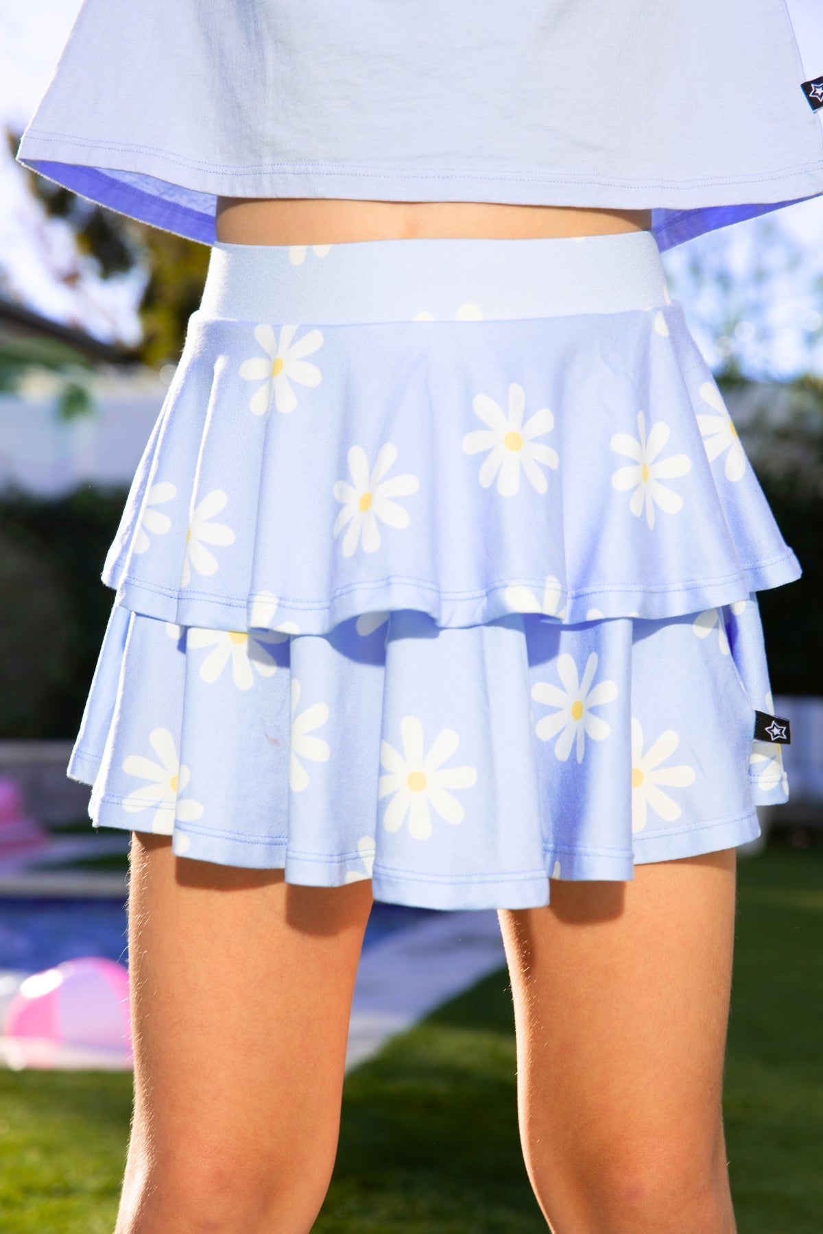 Simply Soft Double Ruffle Skort - Light Blue Daisy - NEW!