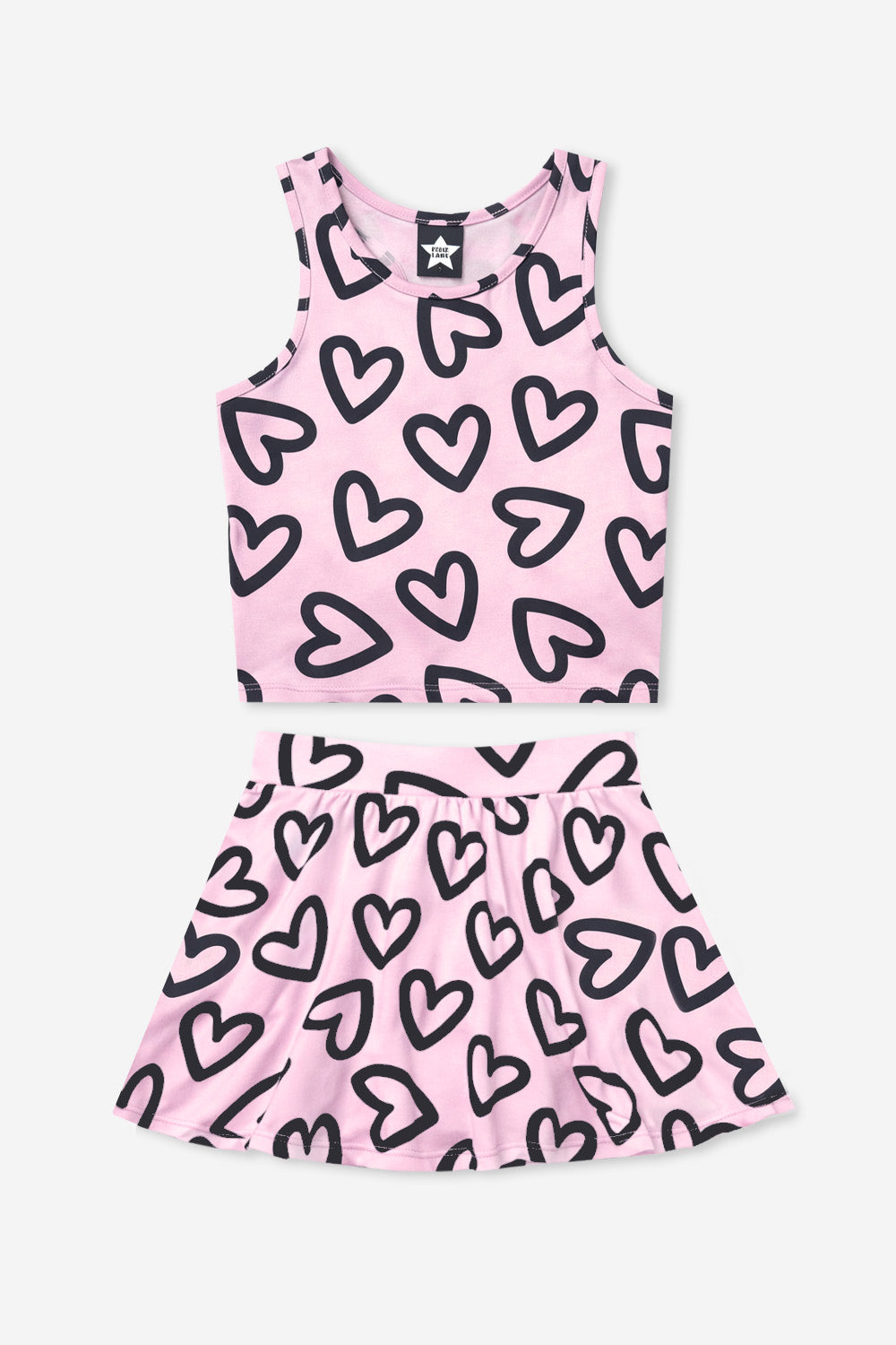 Simply Soft Luxe Cropped Racerback Tank & Skort - Blush Black Hearts