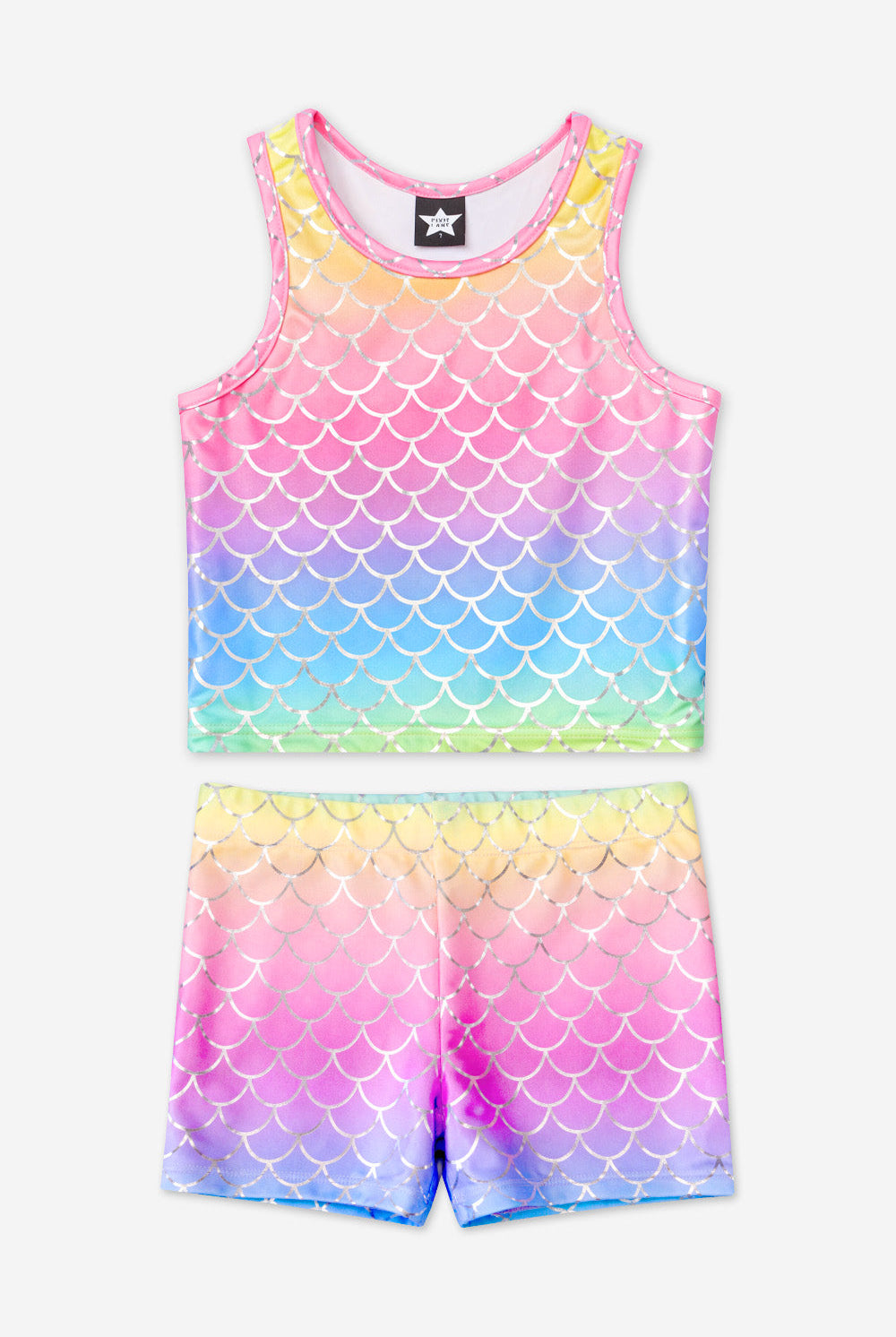 High Shine Cropped Racerback Tank & Tumble Short