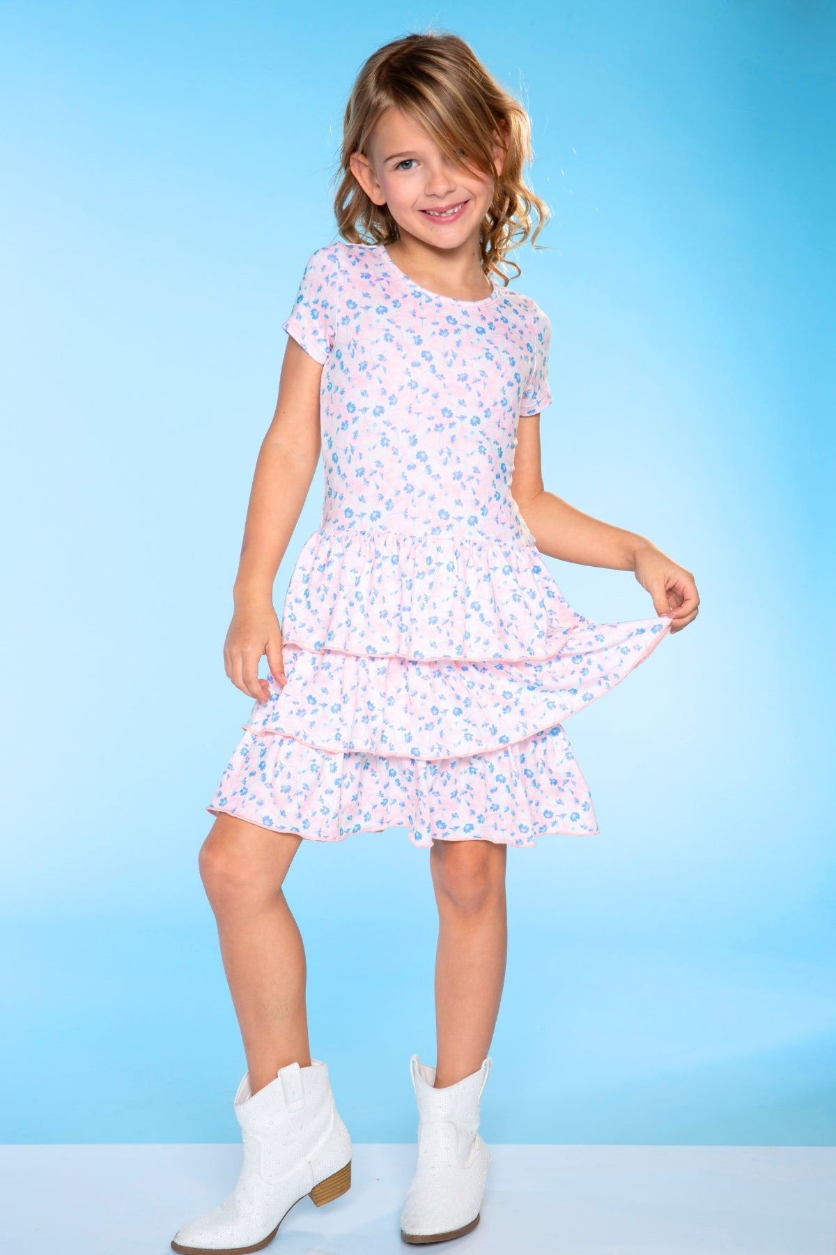 2-Pack Simply Soft Short Sleeve Dress - Rainbow Pastel Tie Dye | Lt Pink Rainbow Leopard Heart
