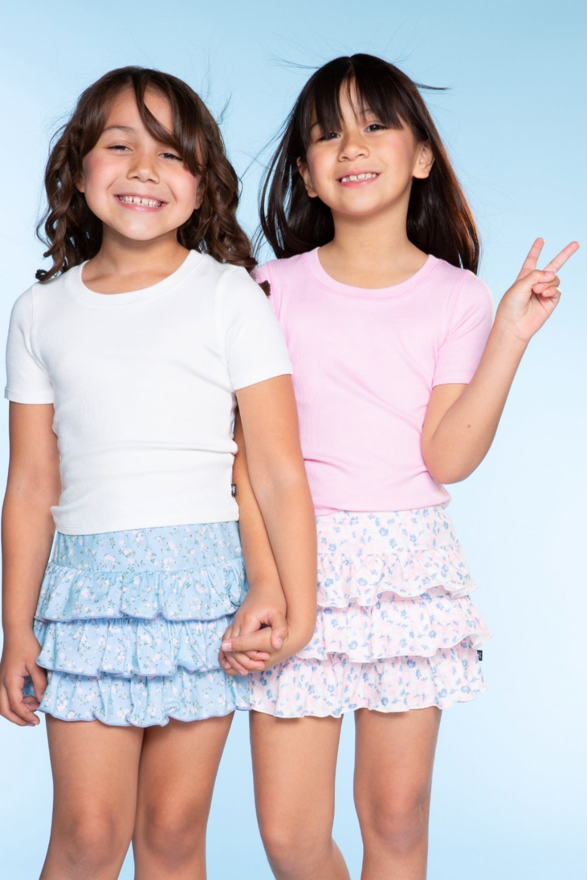 Simply Soft Triple Ruffle Skort - Pink Tie Dye Denim Floral