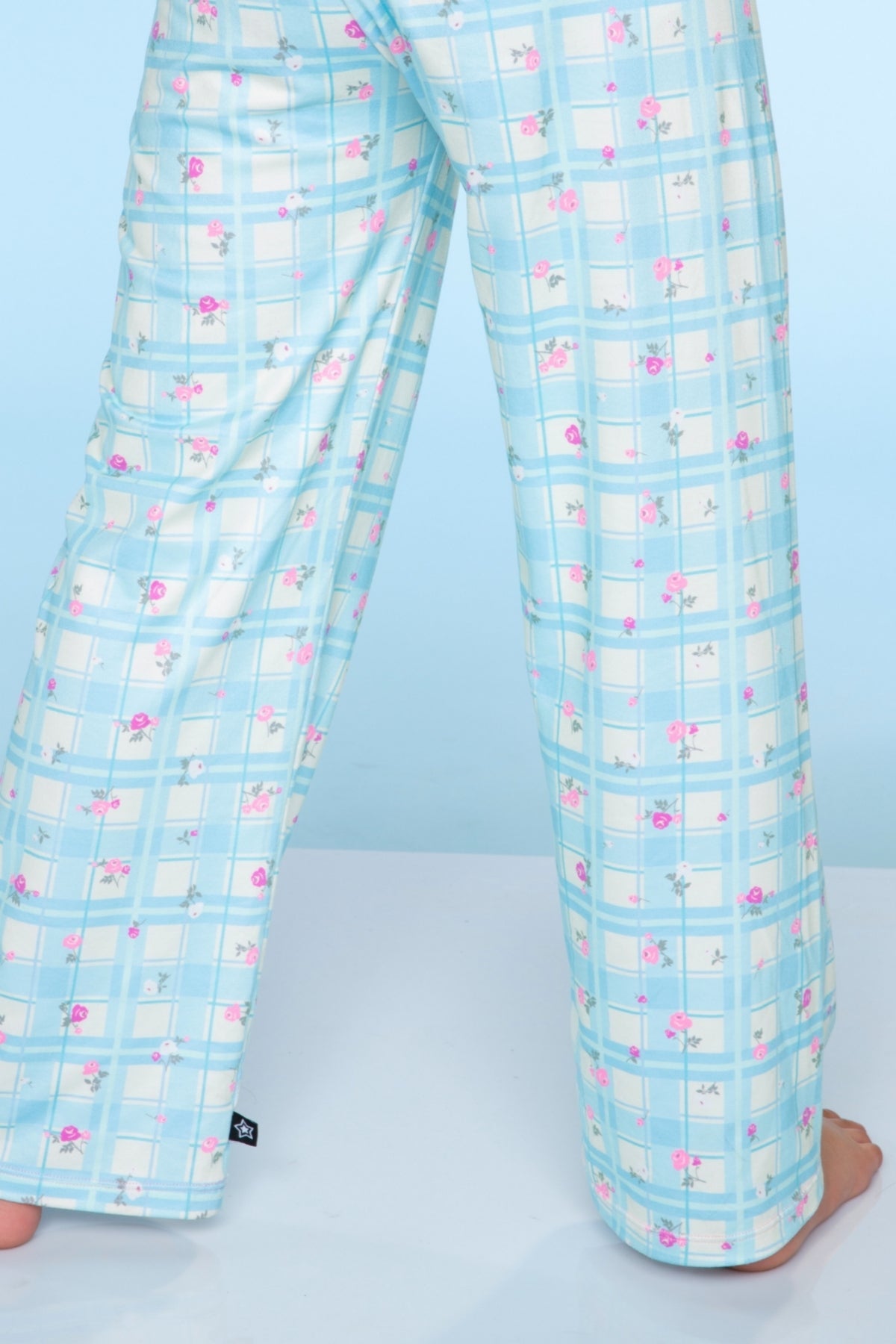 Simply Soft Racer Tank & Karate Pant Set - Pink Lt Blue Plaid Floral