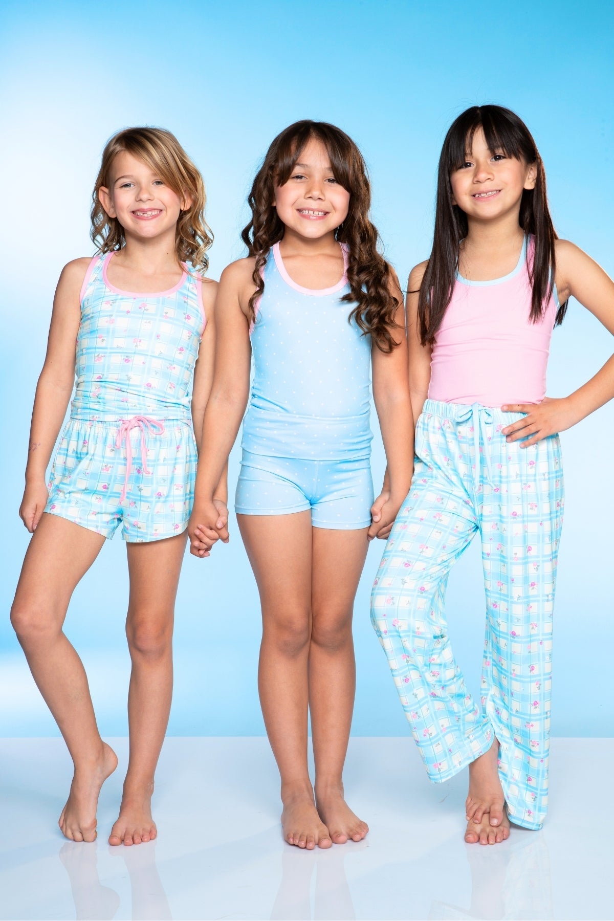 Simply Soft Racerback Tank & Dolphin Short - Lt Blue Plaid Floral