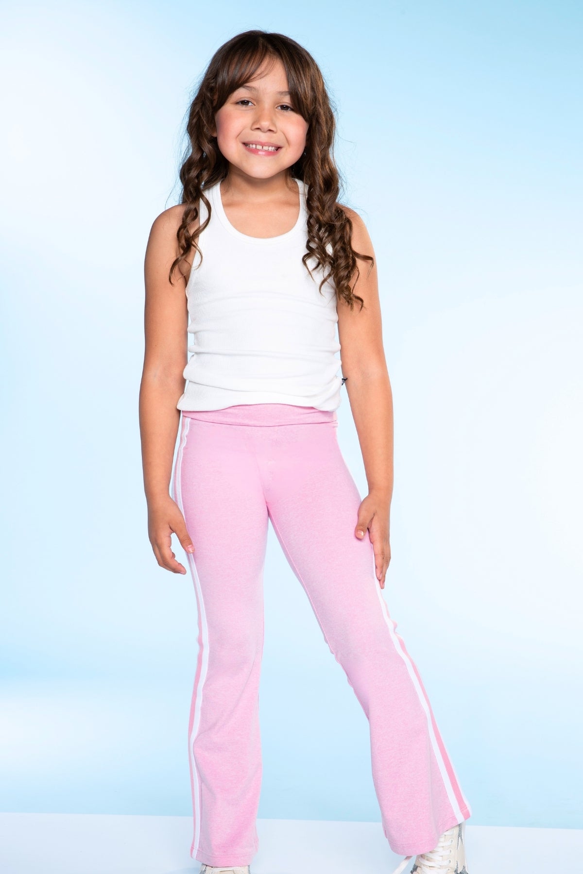 Simply Soft Luxe Foldover Flare - Dusty Pink White Stripe