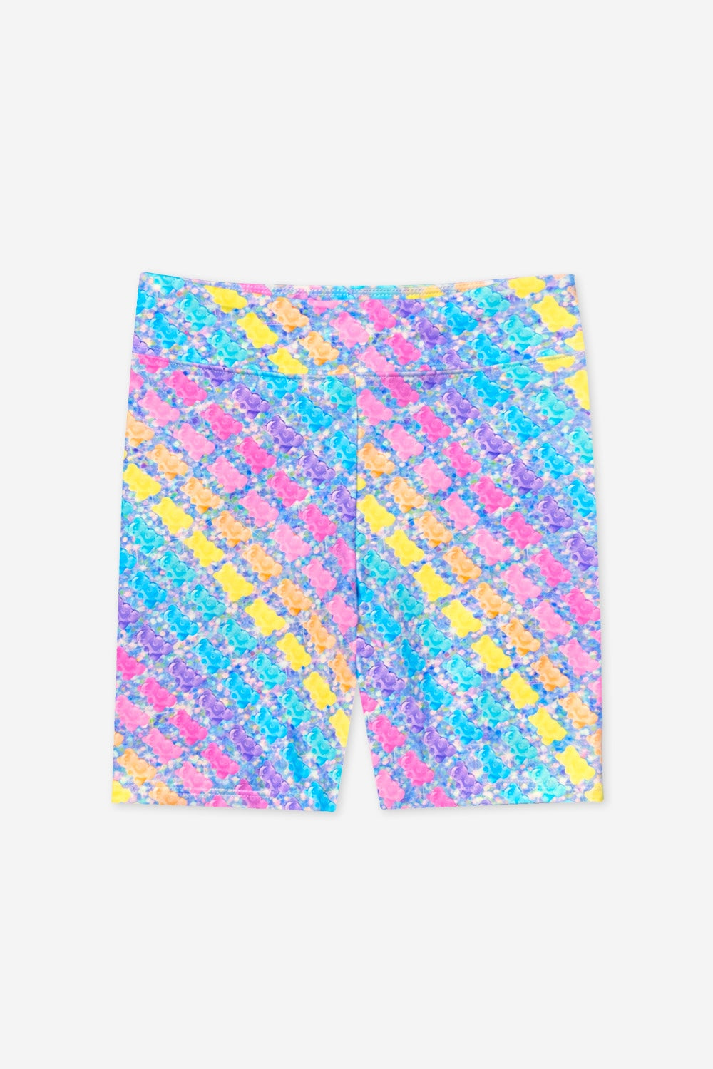 High Shine Biker Short - Silver Rainbow Gummy Bear