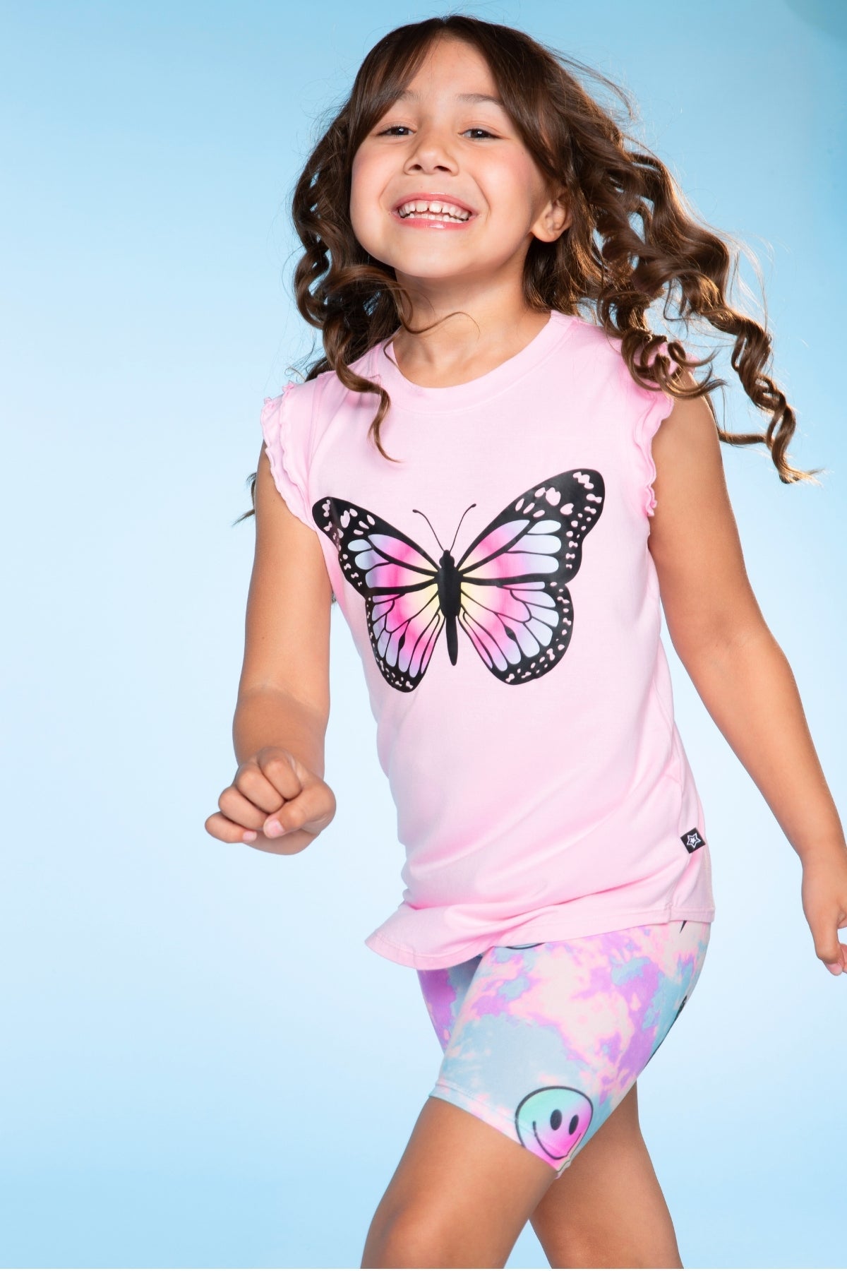 Simply Soft Biker Short - Denim Leopard Splatter