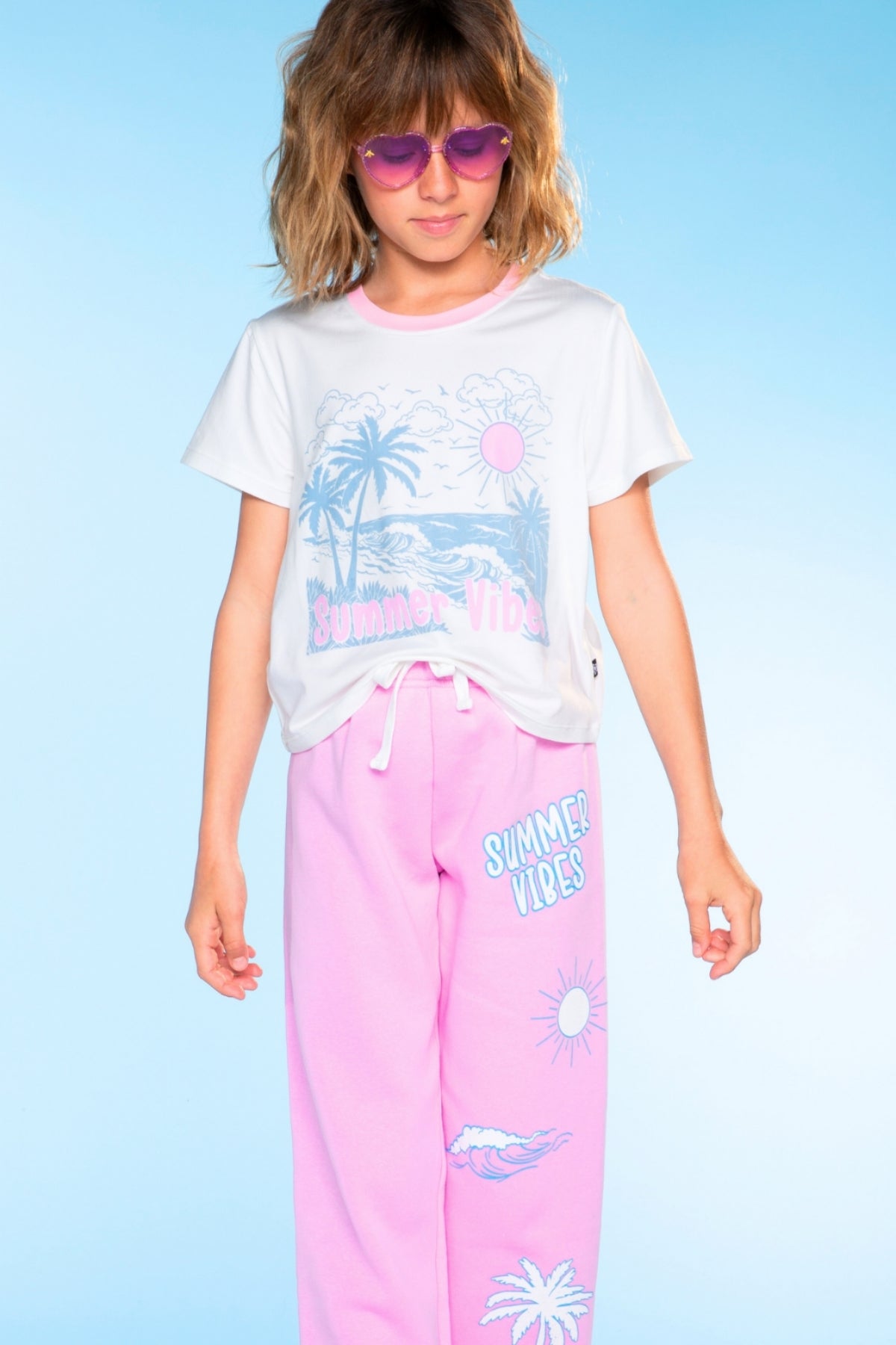 Cloud Soft French Terry Sweatpant - Bubble Gum Pink Palm