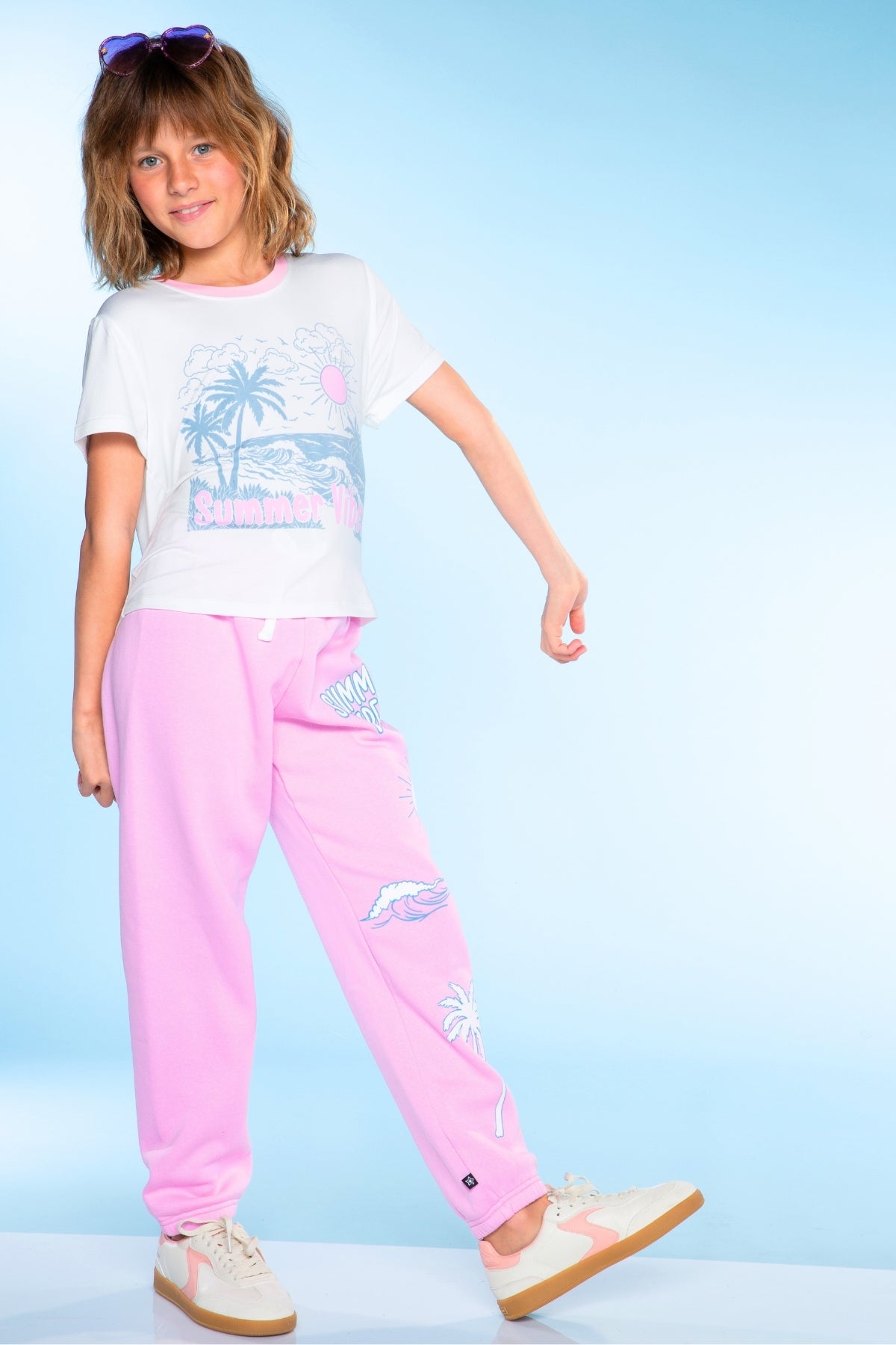 Cloud Soft French Terry Sweatpant - Bubble Gum Pink Palm