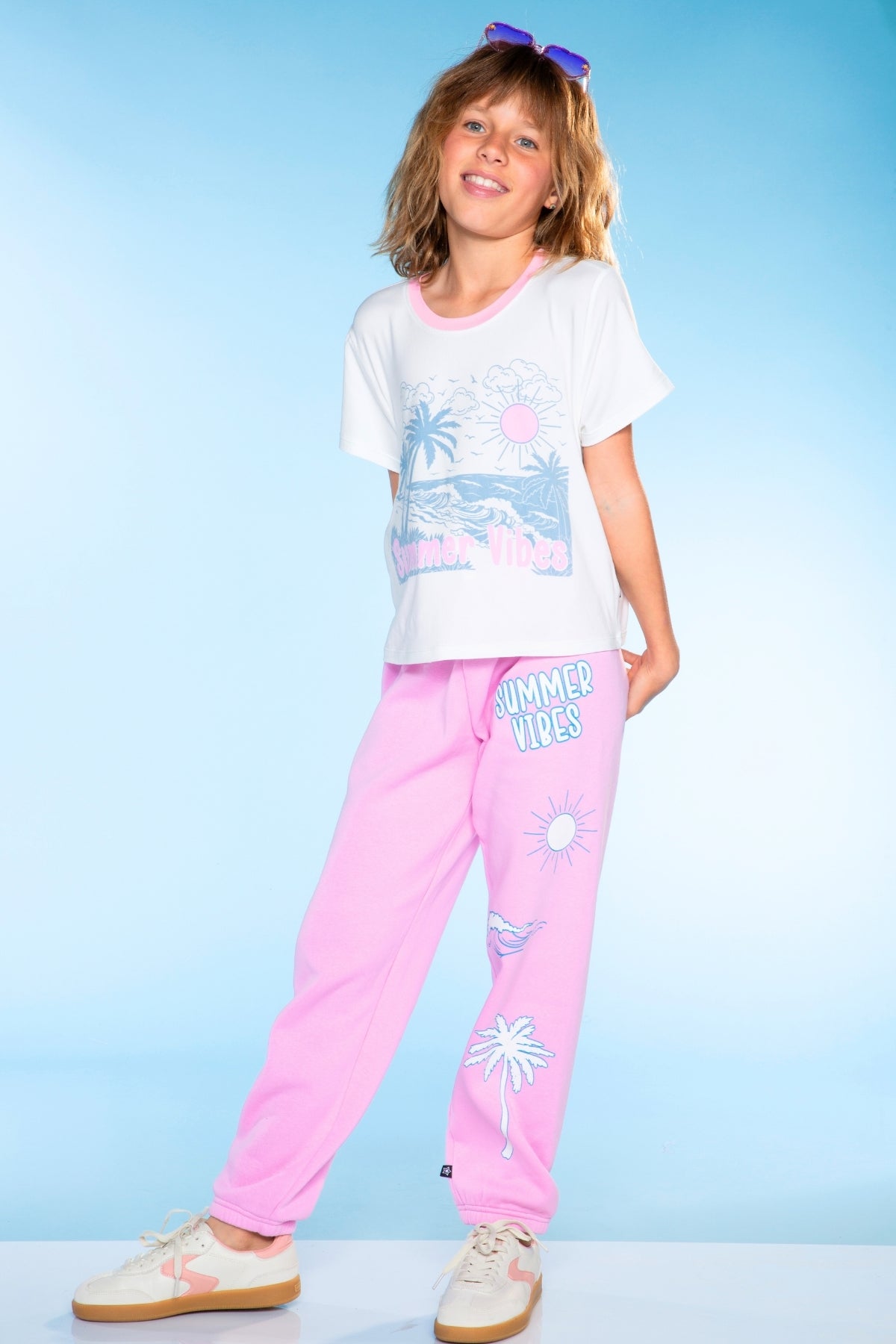 Cloud Soft French Terry Sweatpant - Bubble Gum Pink Palm