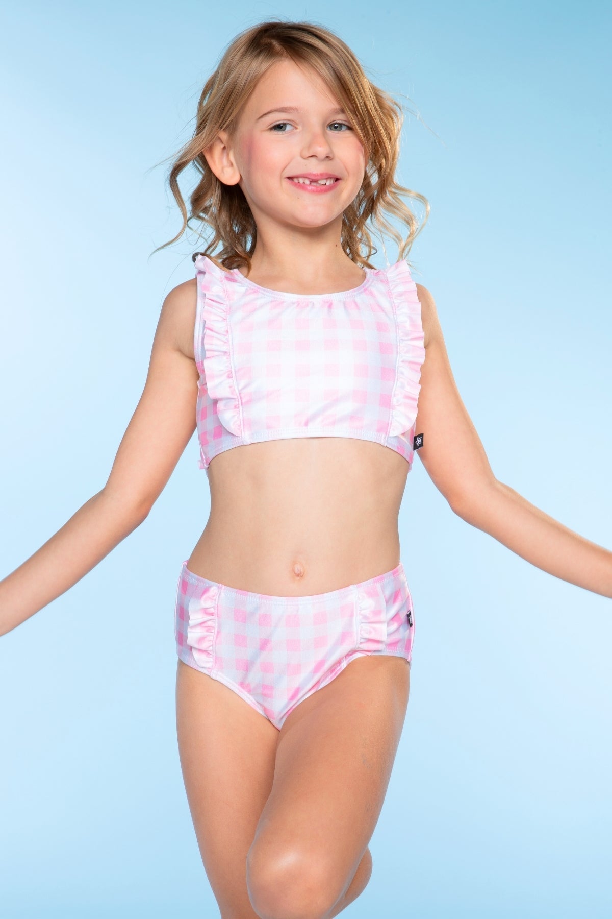 Ruffle Two Piece Swimsuit - Pink Ivory Daisy