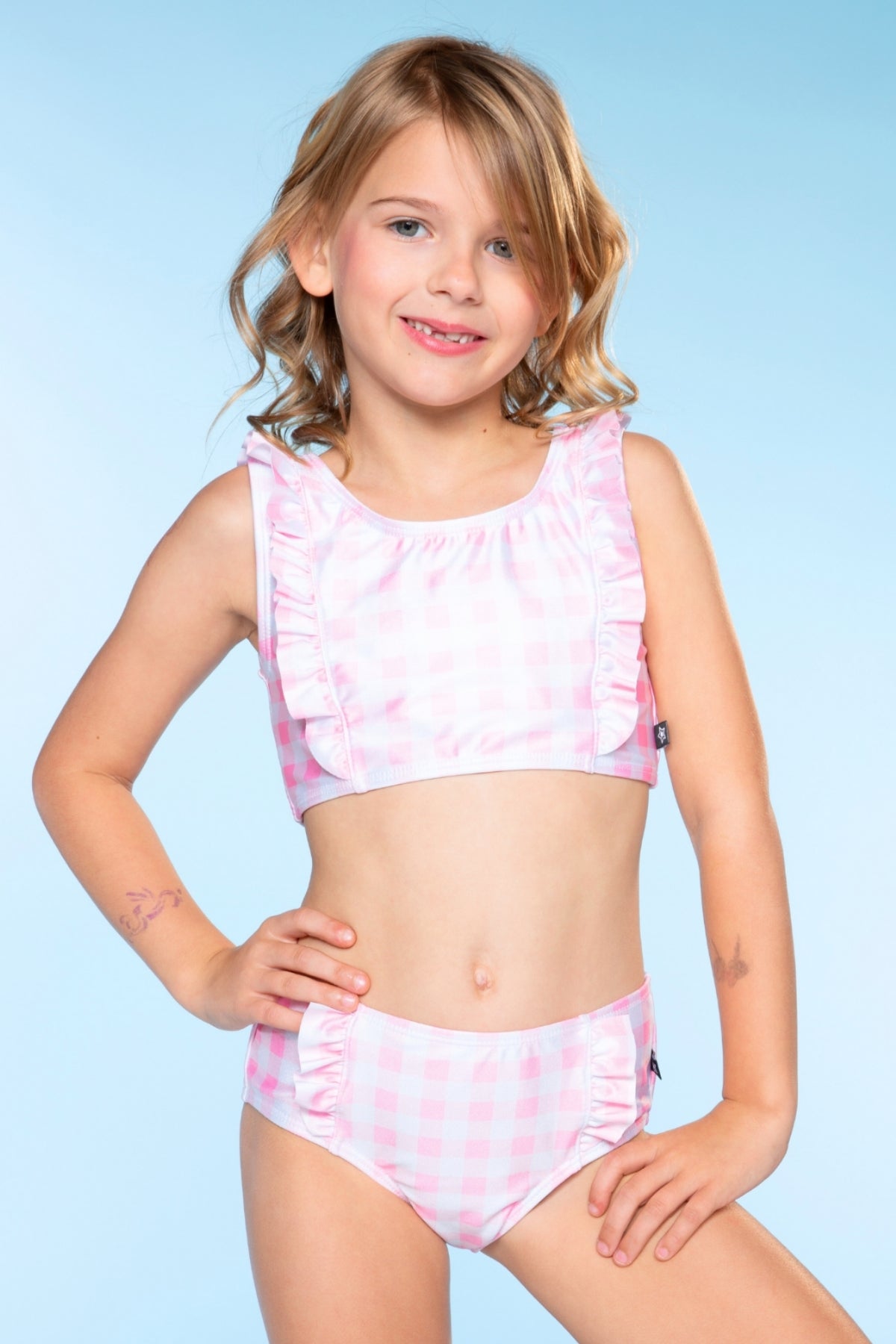 Ruffle Two Piece Swimsuit - Pink Ivory Daisy