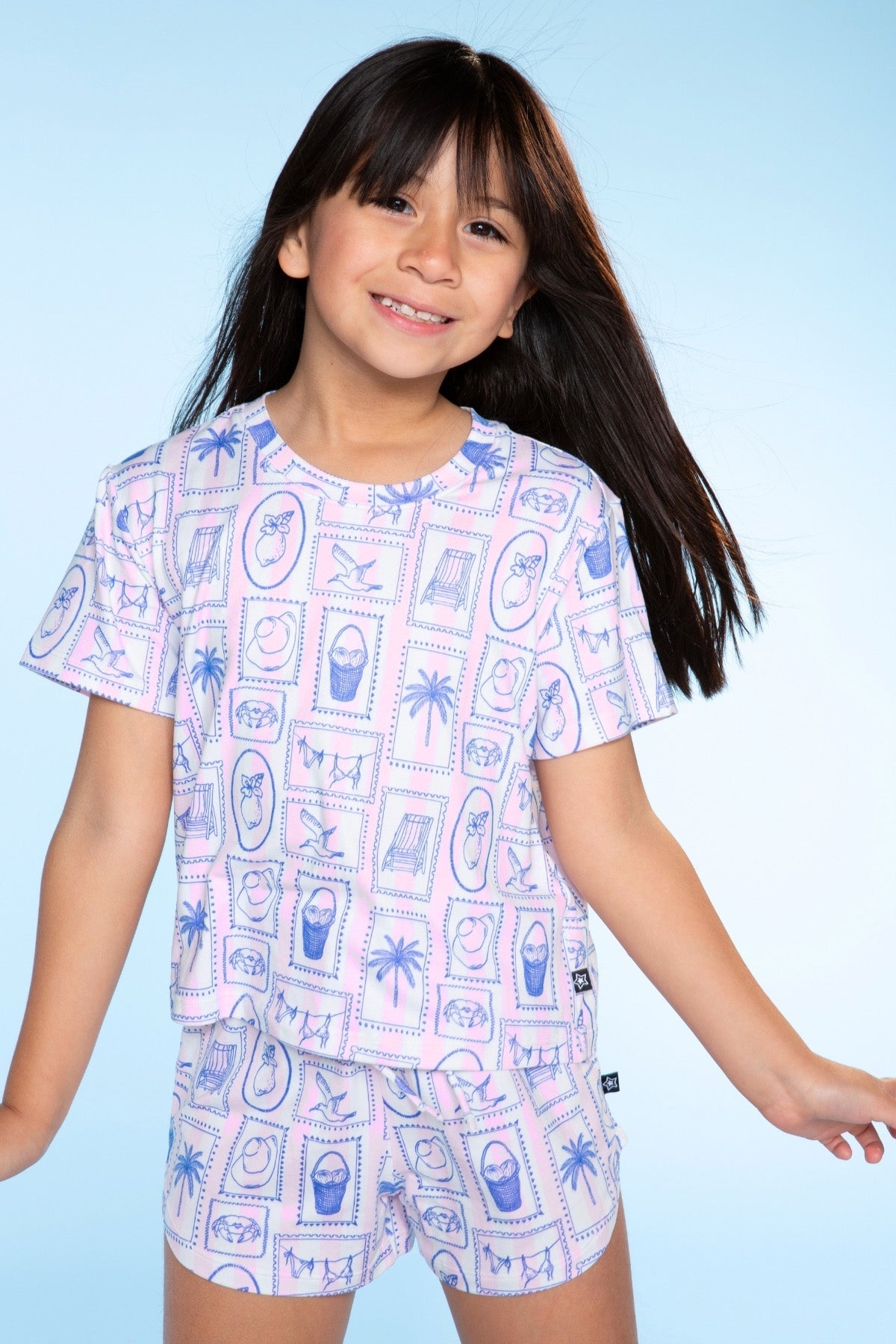 2 Pack Simply Soft Easy Tee & Dolphin Short - Blue Rainbow Ice Cream | Pink Stripe Euro Summer