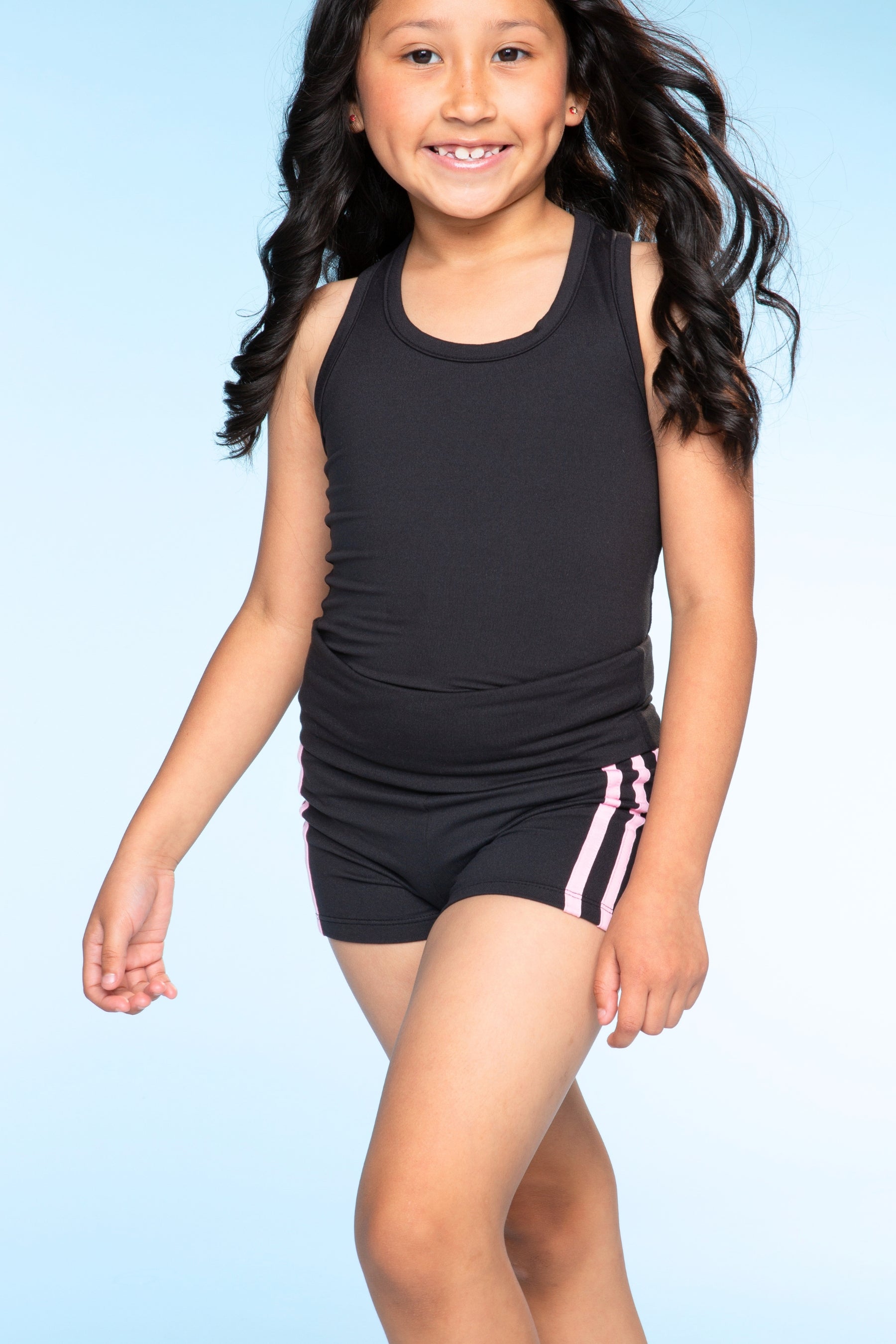 Simply Soft Luxe Cropped Racerback Tank & Foldover Short - Lavender Navy Stripe