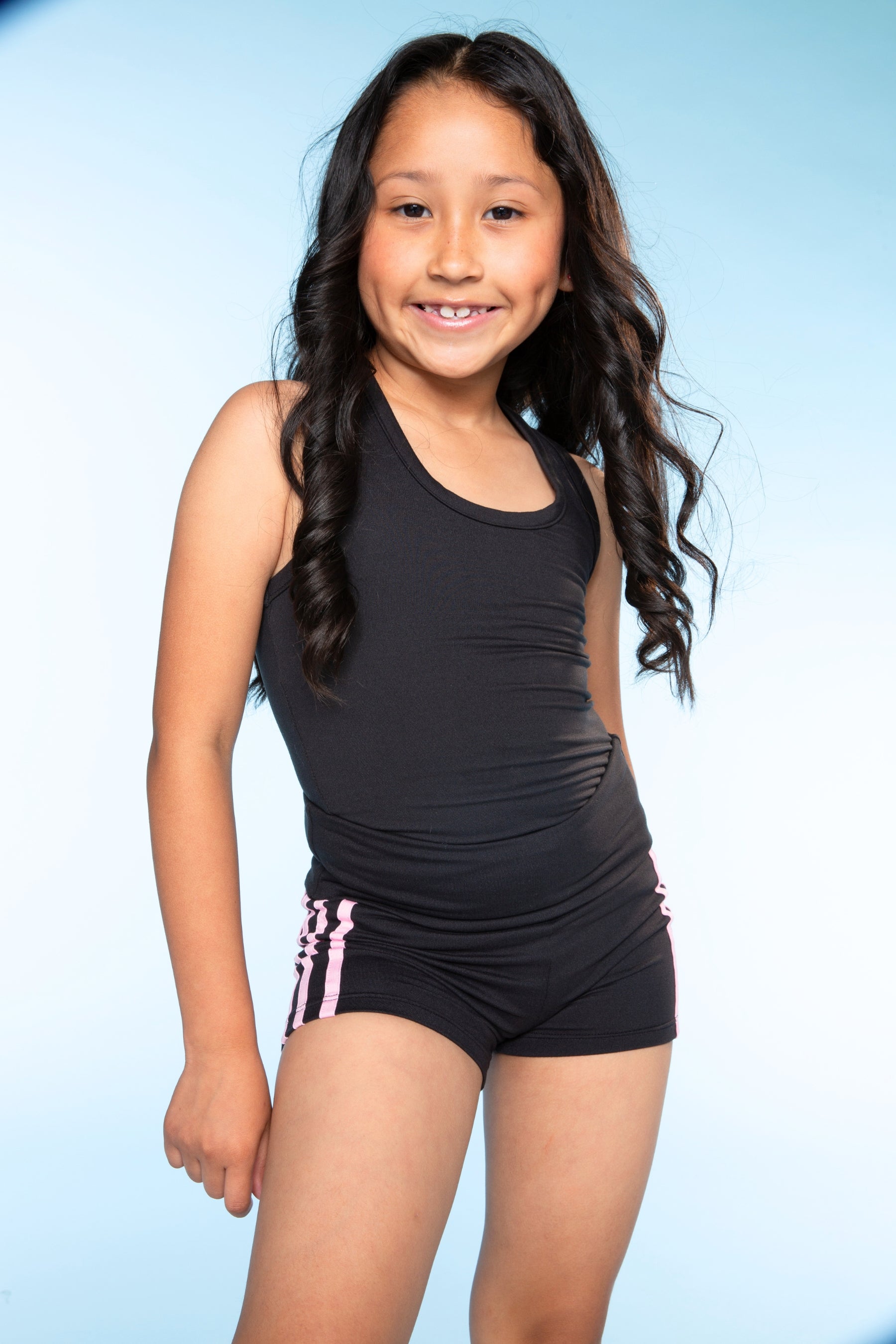 Simply Soft Luxe Cropped Racerback Tank & Foldover Short - Lavender Navy Stripe