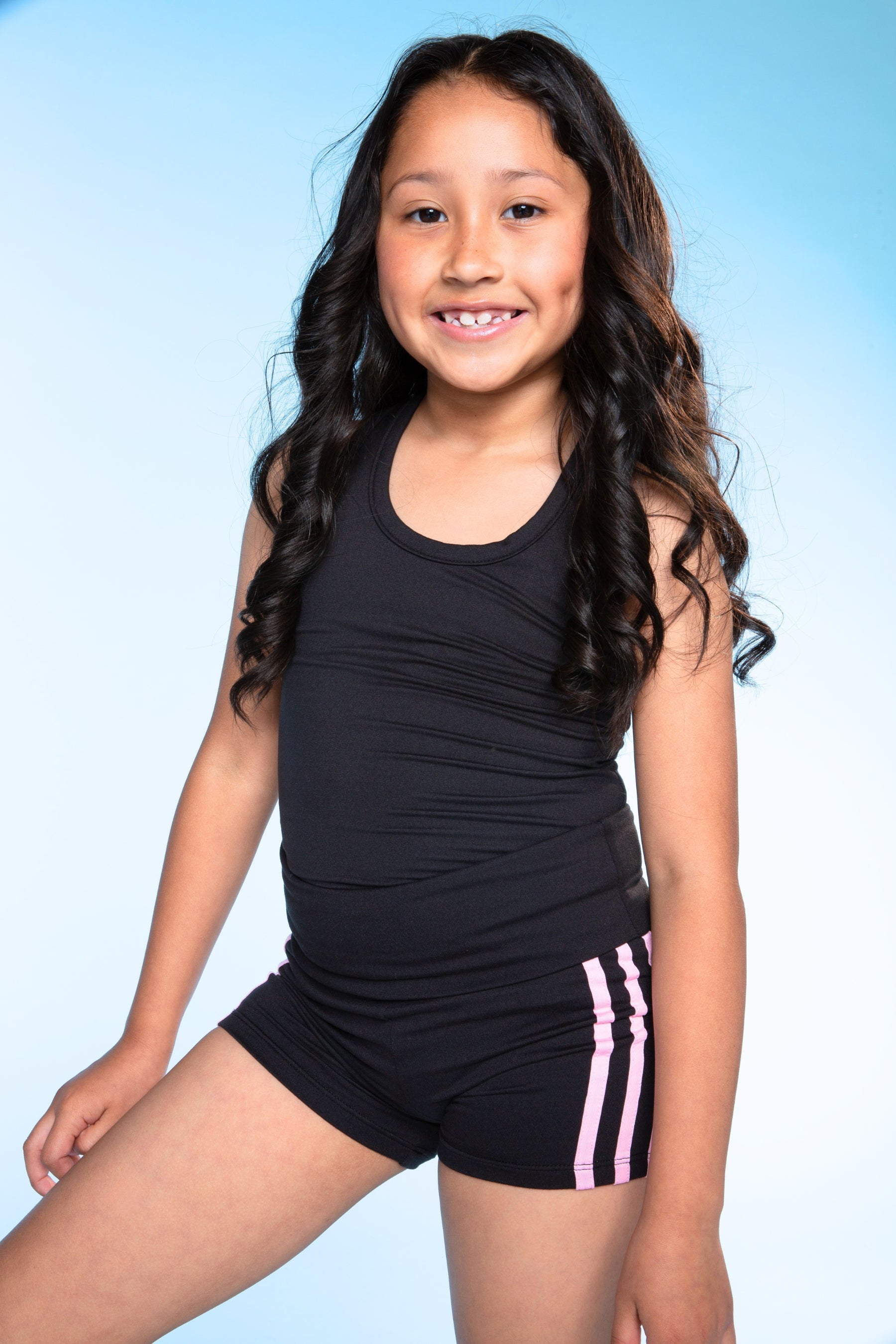 Simply Soft Luxe Cropped Racerback Tank & Foldover Short - Lavender Navy Stripe