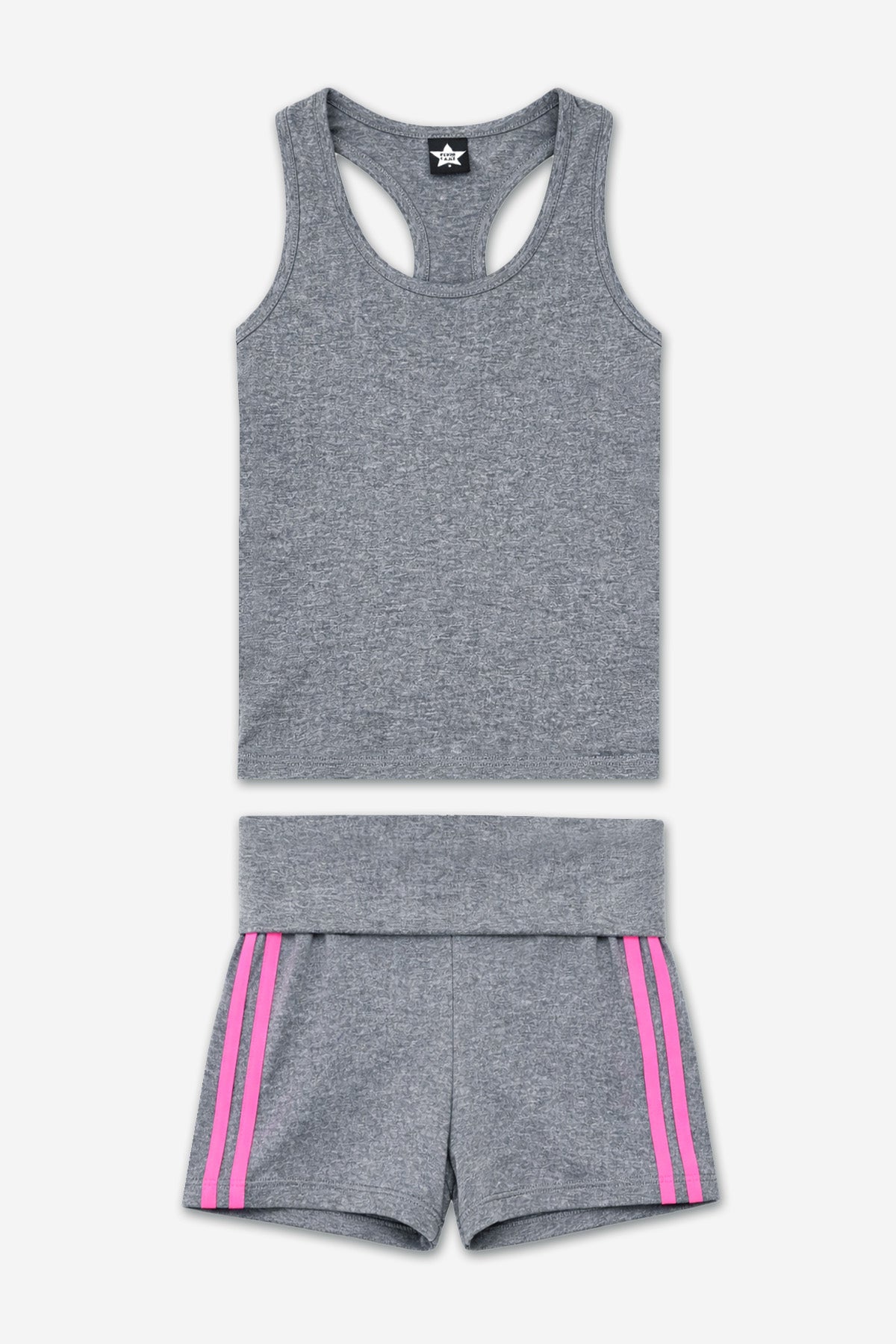 Simply Soft Luxe Cropped Racerback Tank & Foldover Short - Lavender Navy Stripe
