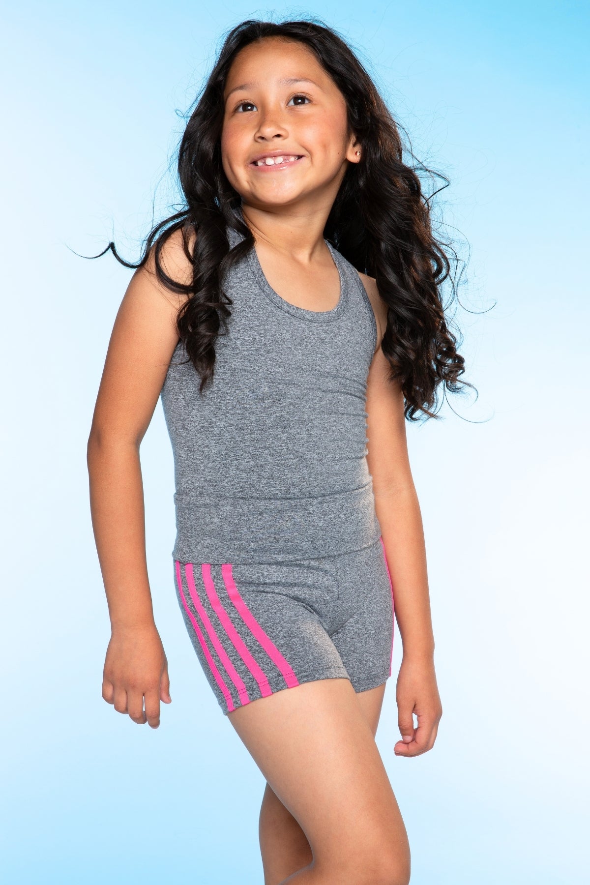 Simply Soft Luxe Cropped Racerback Tank & Foldover Short - Lavender Navy Stripe