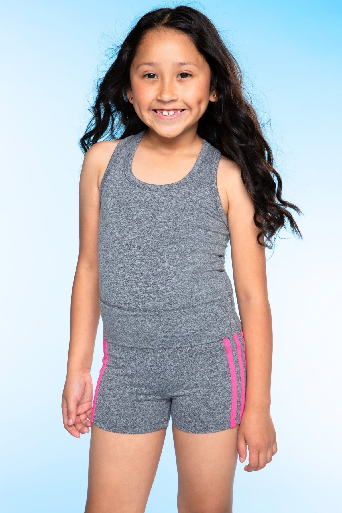 Simply Soft Luxe Cropped Racerback Tank & Foldover Short - Lavender Navy Stripe