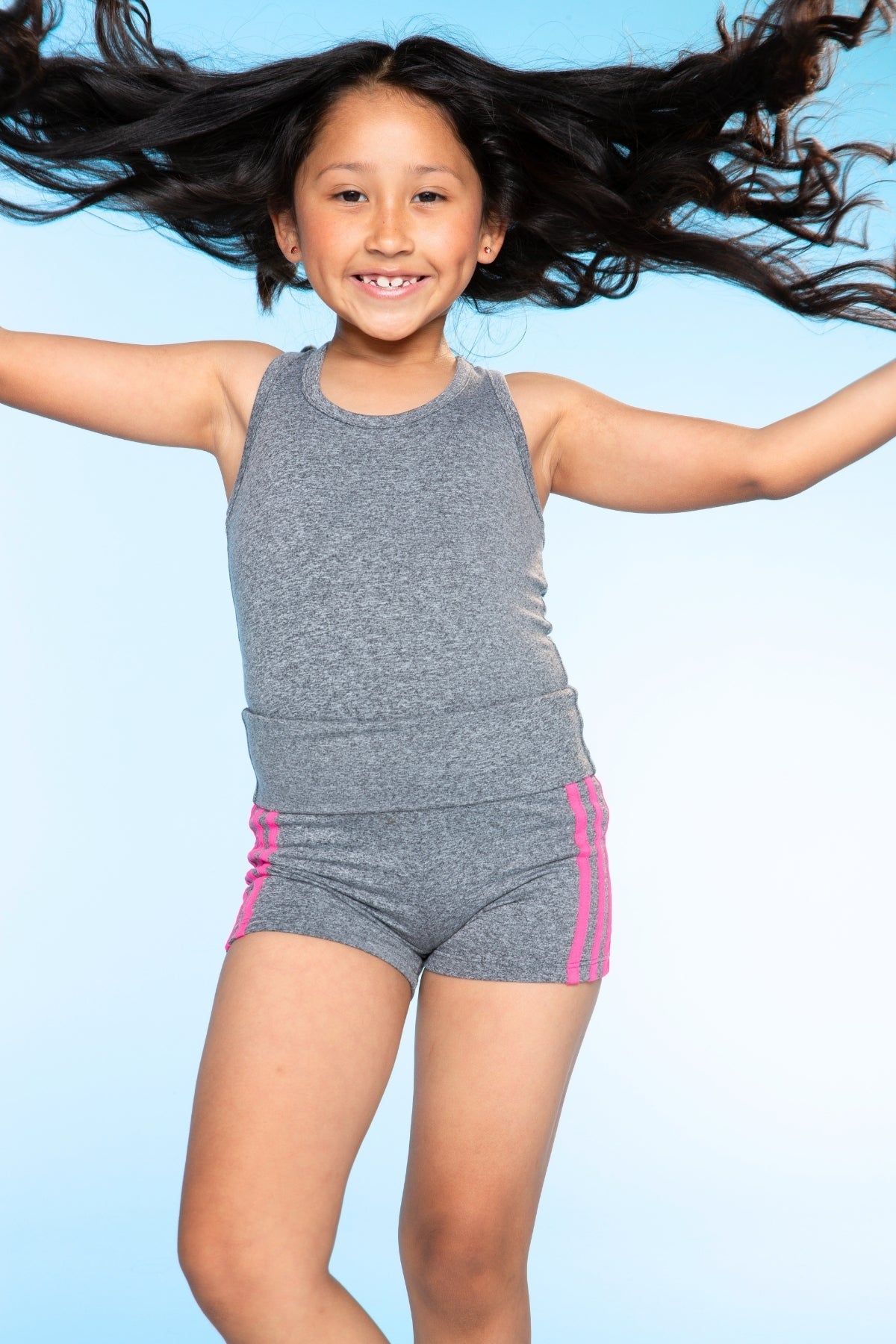 Simply Soft Luxe Cropped Racerback Tank & Foldover Short - Lavender Navy Stripe