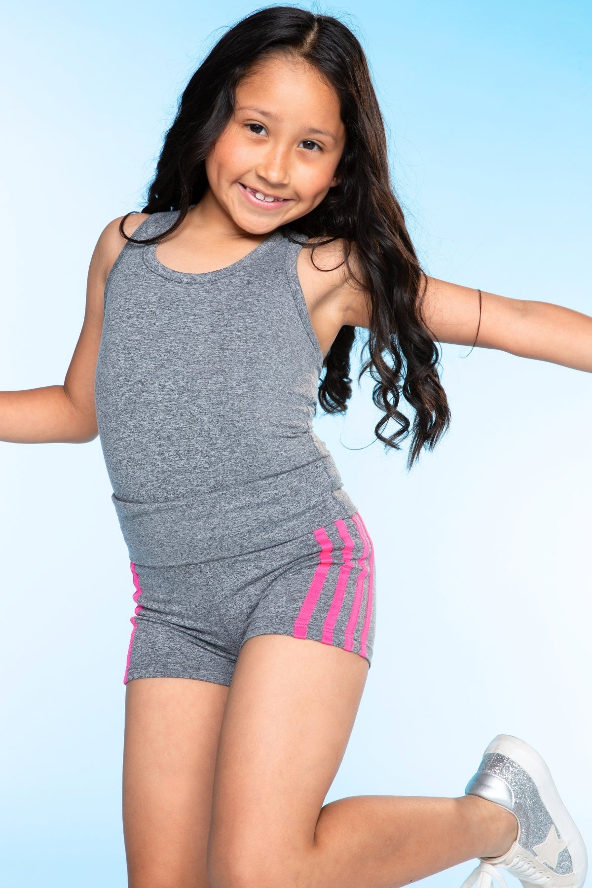 Simply Soft Luxe Cropped Racerback Tank & Foldover Short - Lavender Navy Stripe