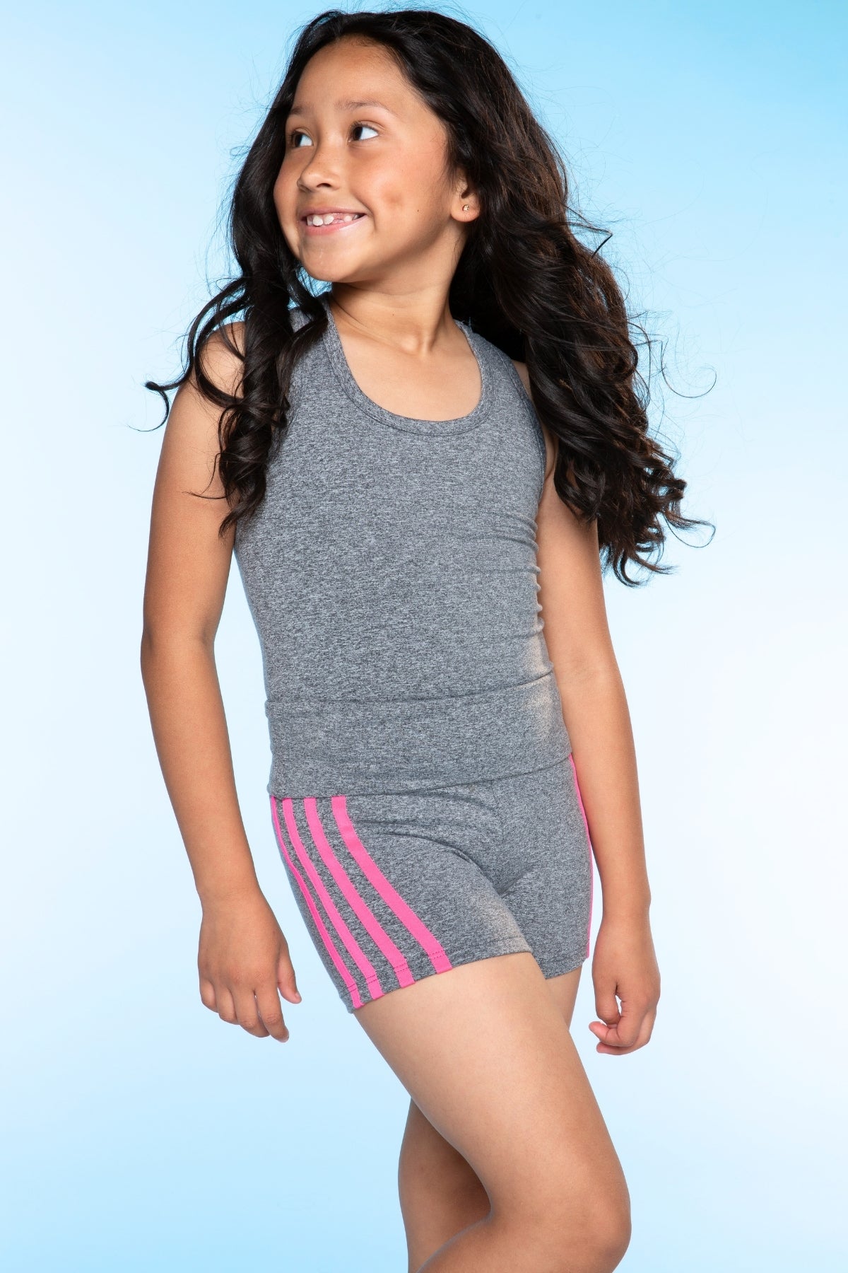 2 Pack Simply Soft Luxe Cropped Racerback Tank & Foldover Short - Black Blush Stripe | Lavender Navy Stripe
