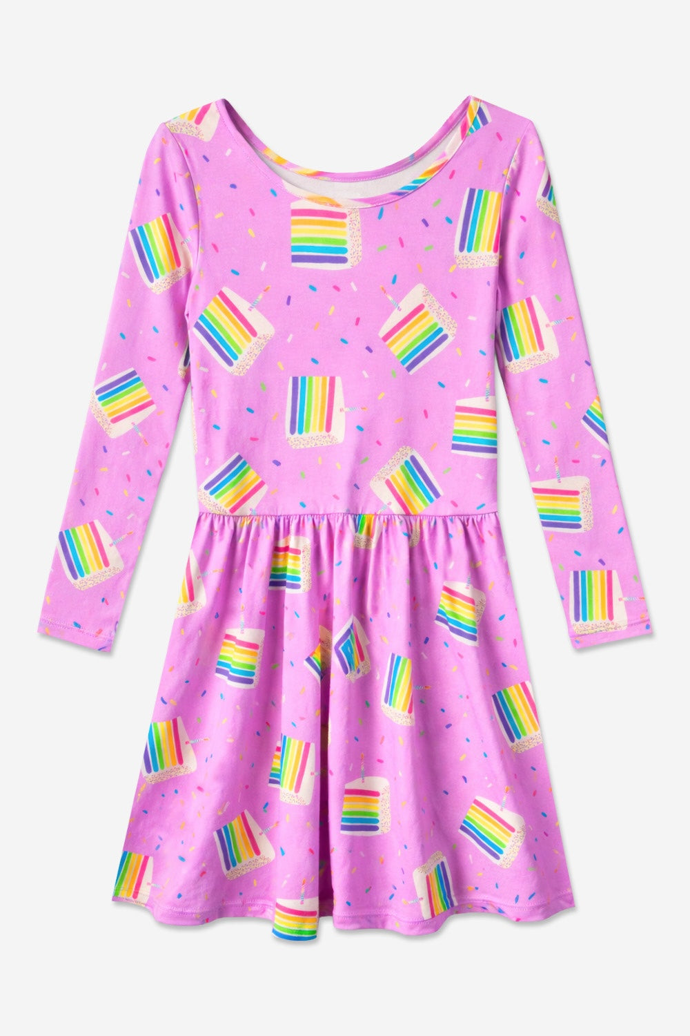 Simply Soft Long Sleeve Be Happy Dress - Pink Rainbow Heart