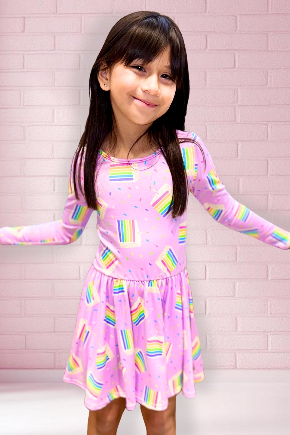 Simply Soft Long Sleeve Be Happy Dress - Pink Berry Love