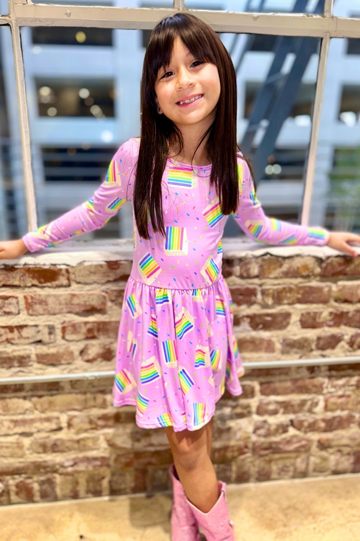 Simply Soft Long Sleeve Be Happy Dress - Pink Berry Love