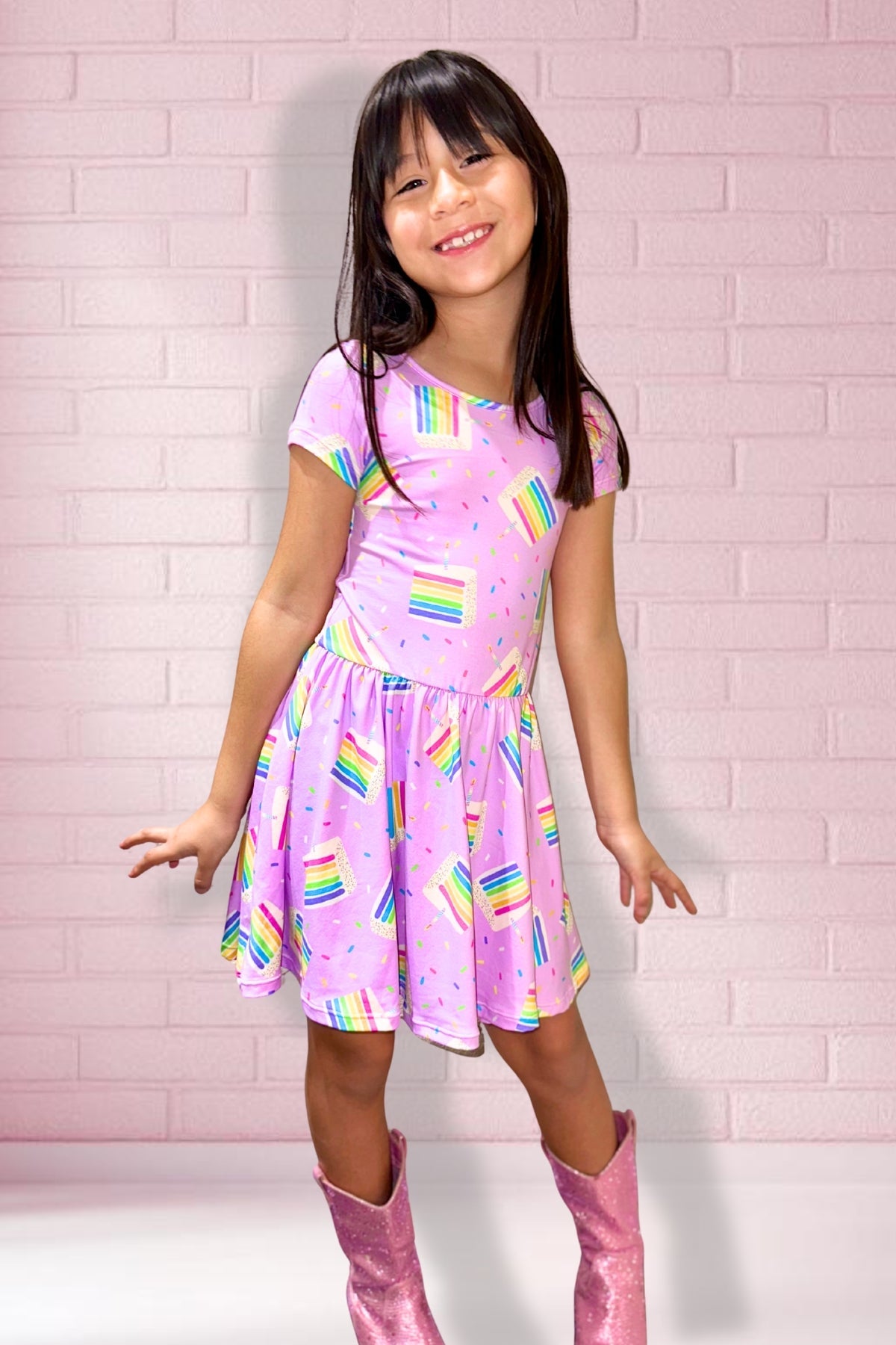 Simply Soft Short Sleeve Be Happy Dress - Tie Dye Rainbow Donuts - NEW!