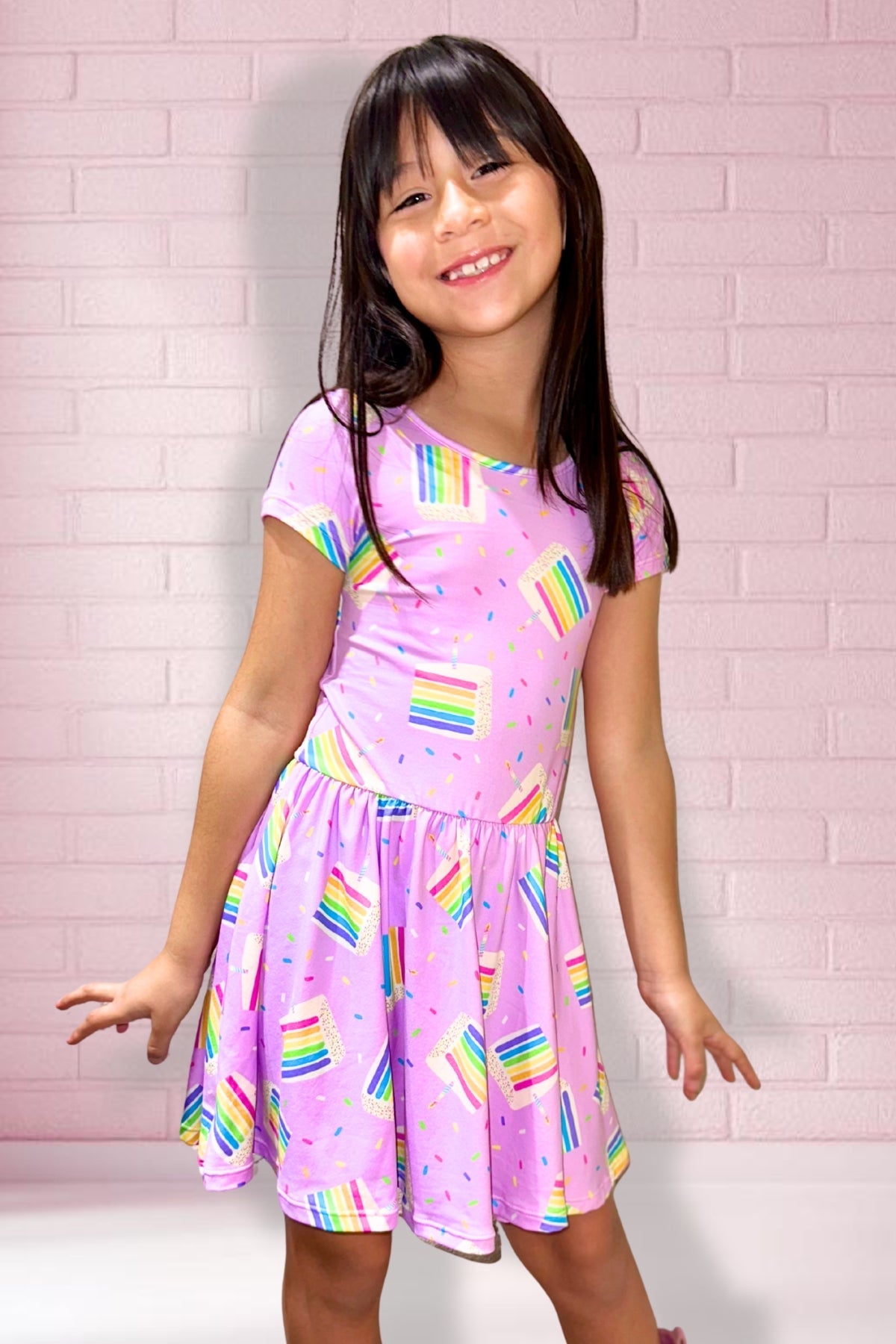 Simply Soft Short Sleeve Be Happy Dress - Tie Dye Rainbow Donuts - NEW!