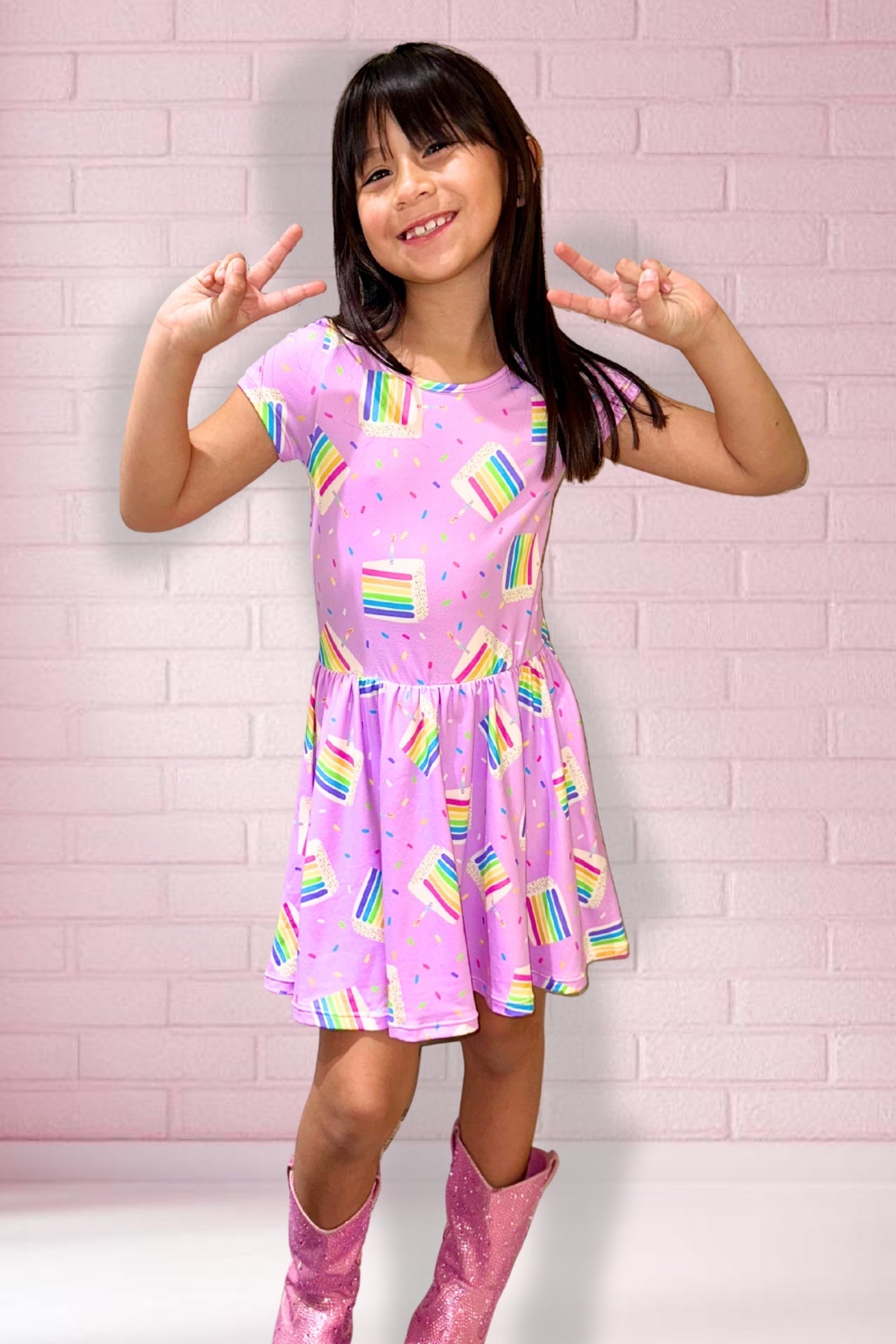 Simply Soft Short Sleeve Be Happy Dress - Tie Dye Rainbow Donuts - NEW!