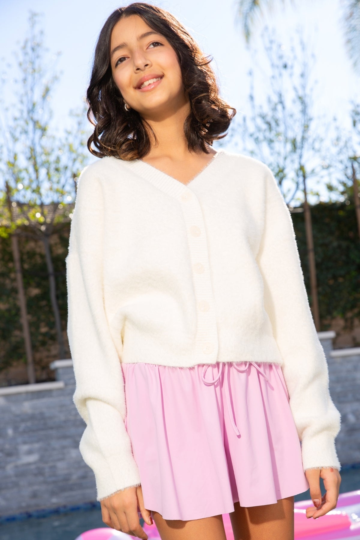 2-Pack Fuzzy Soft Cardigan Sweater - Lavender | Ivory