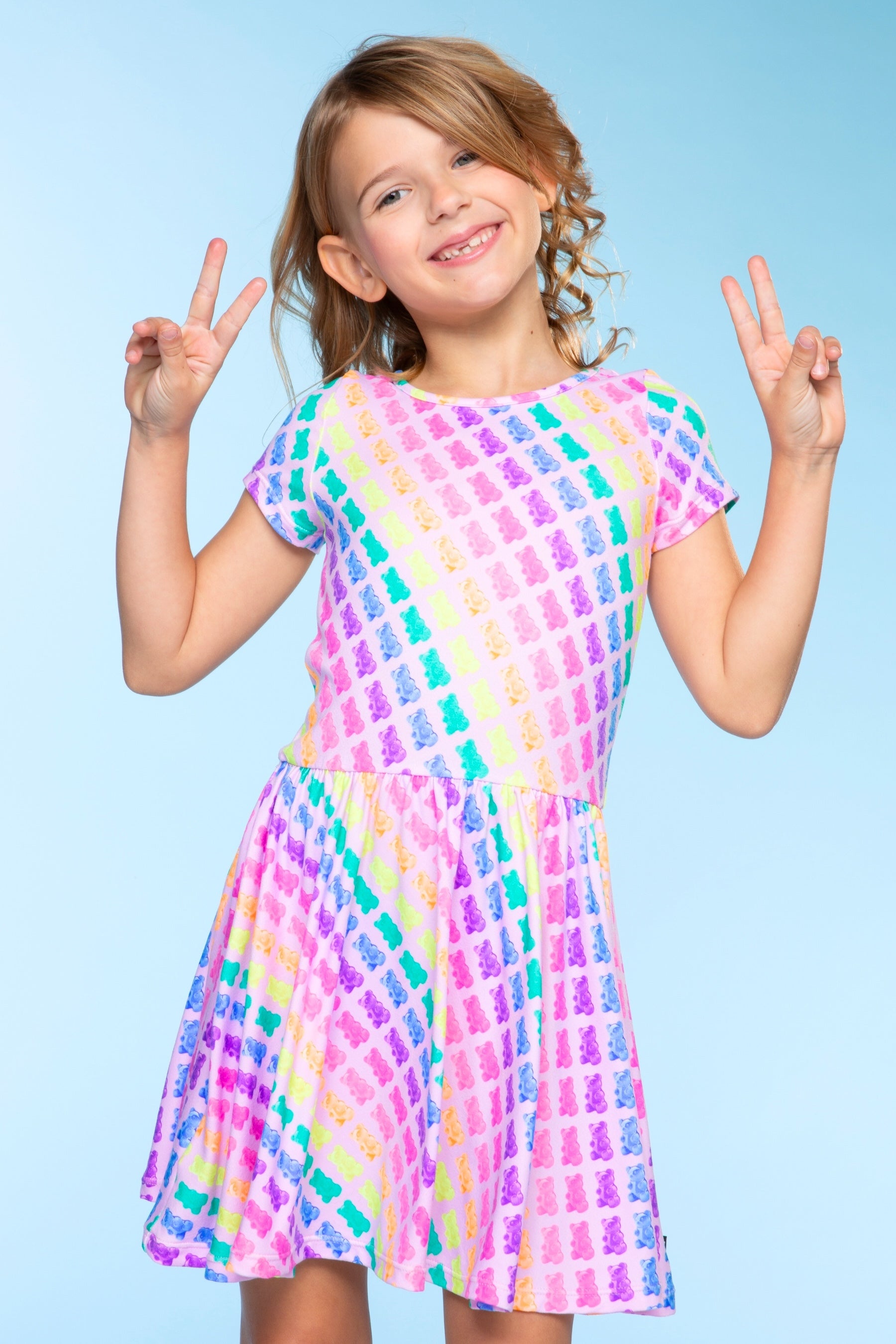 Simply Soft Short Sleeve Be Happy Dress - Tie Dye Rainbow Donuts - NEW!