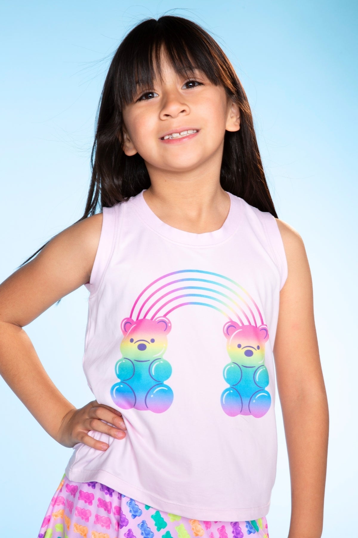 Simply Soft Easy Tank - Lt Pink Gummy Bear Rainbow