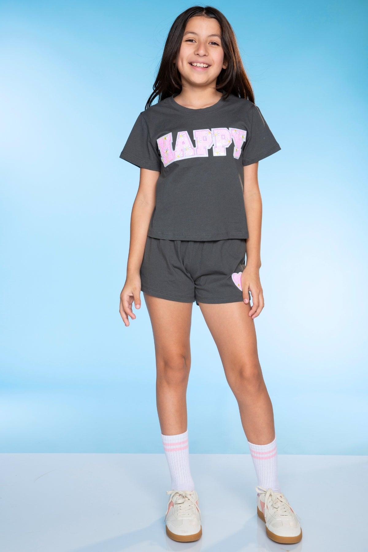 Washed Cotton Easy Tee & Dolphin Short Set - Pink Aloha - NEW!