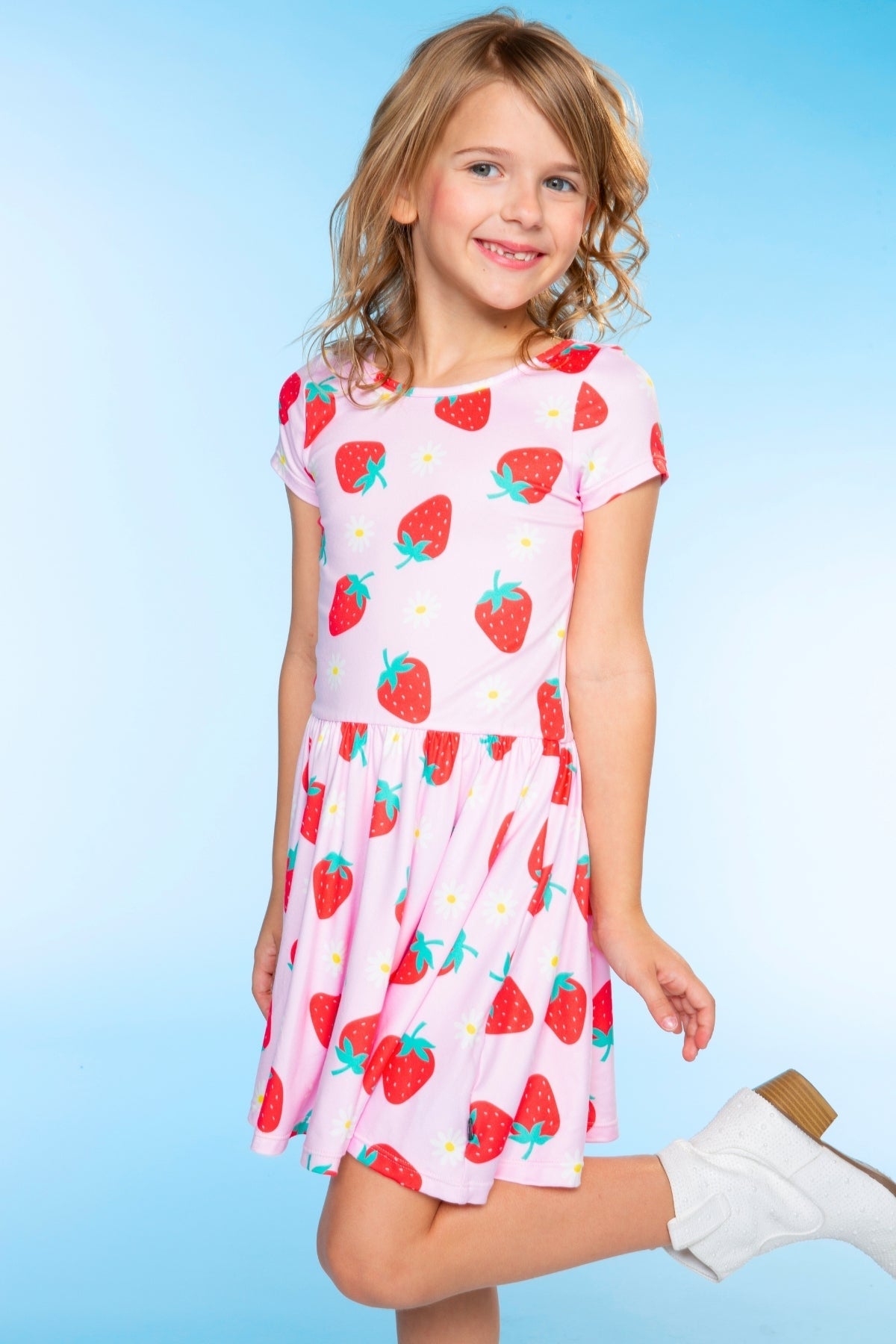Simply Soft Short Sleeve Scoop Back Be Happy Dress - Pink Tie Dye Cherry Bow