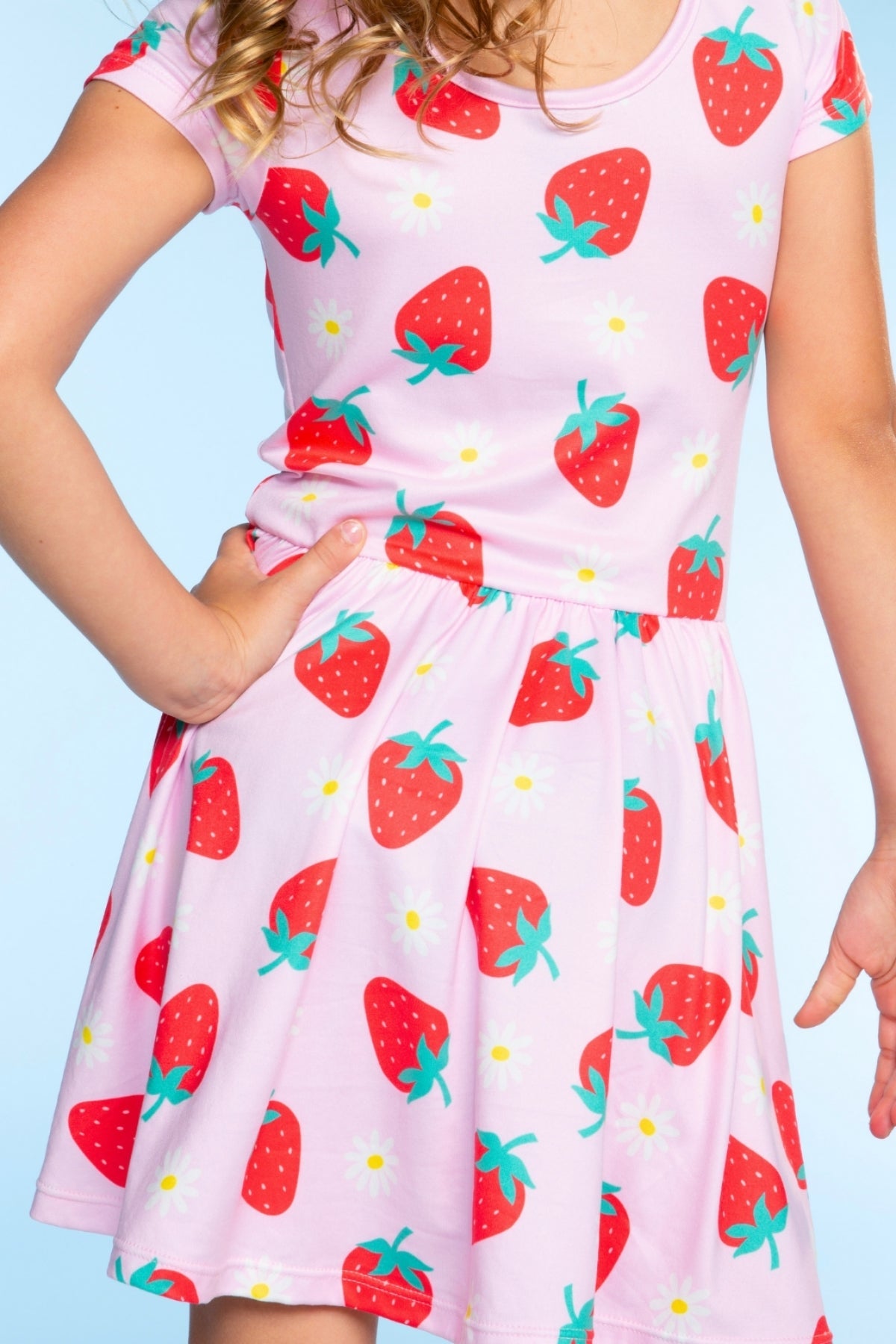 Simply Soft Short Sleeve Scoop Back Be Happy Dress - Pink Tie Dye Cherry Bow